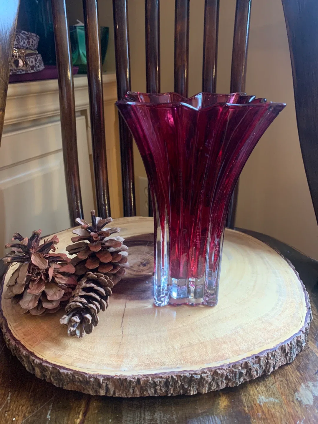 Vera Wang Cranberry Red Glass Vase #Cleanout image indicator(2)