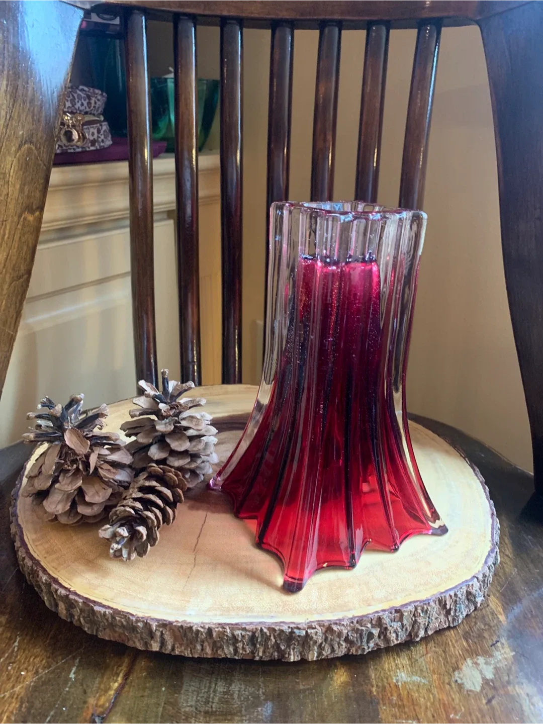 Vera Wang Cranberry Red Glass Vase #Cleanout image indicator(4)