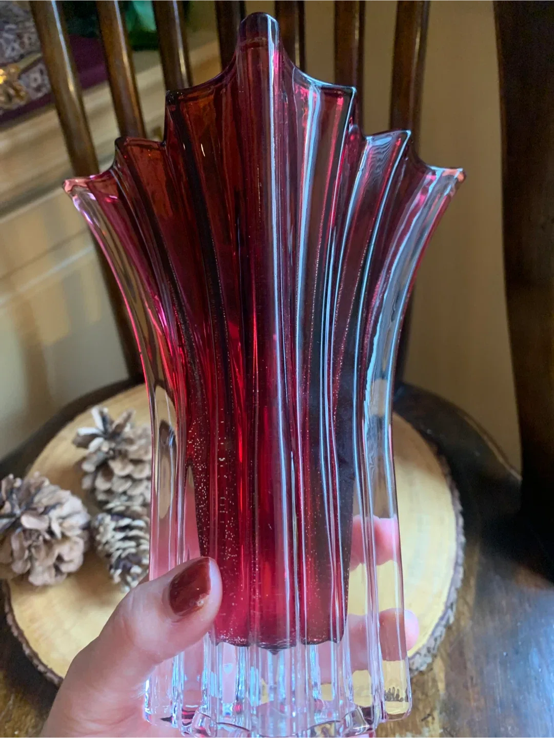 Vera Wang Cranberry Red Glass Vase #Cleanout image indicator(7)