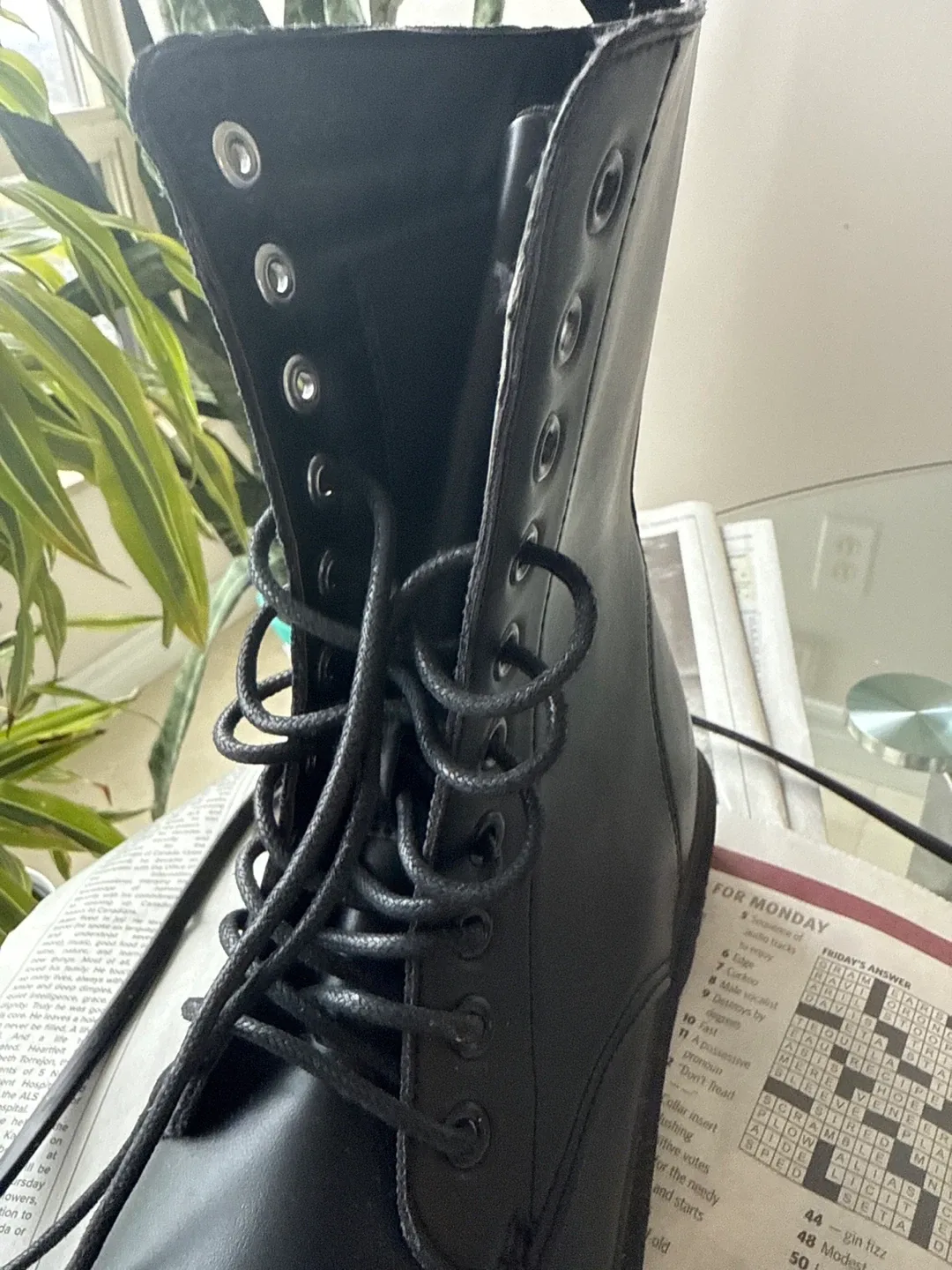 Black Lace-Up Platform Boots