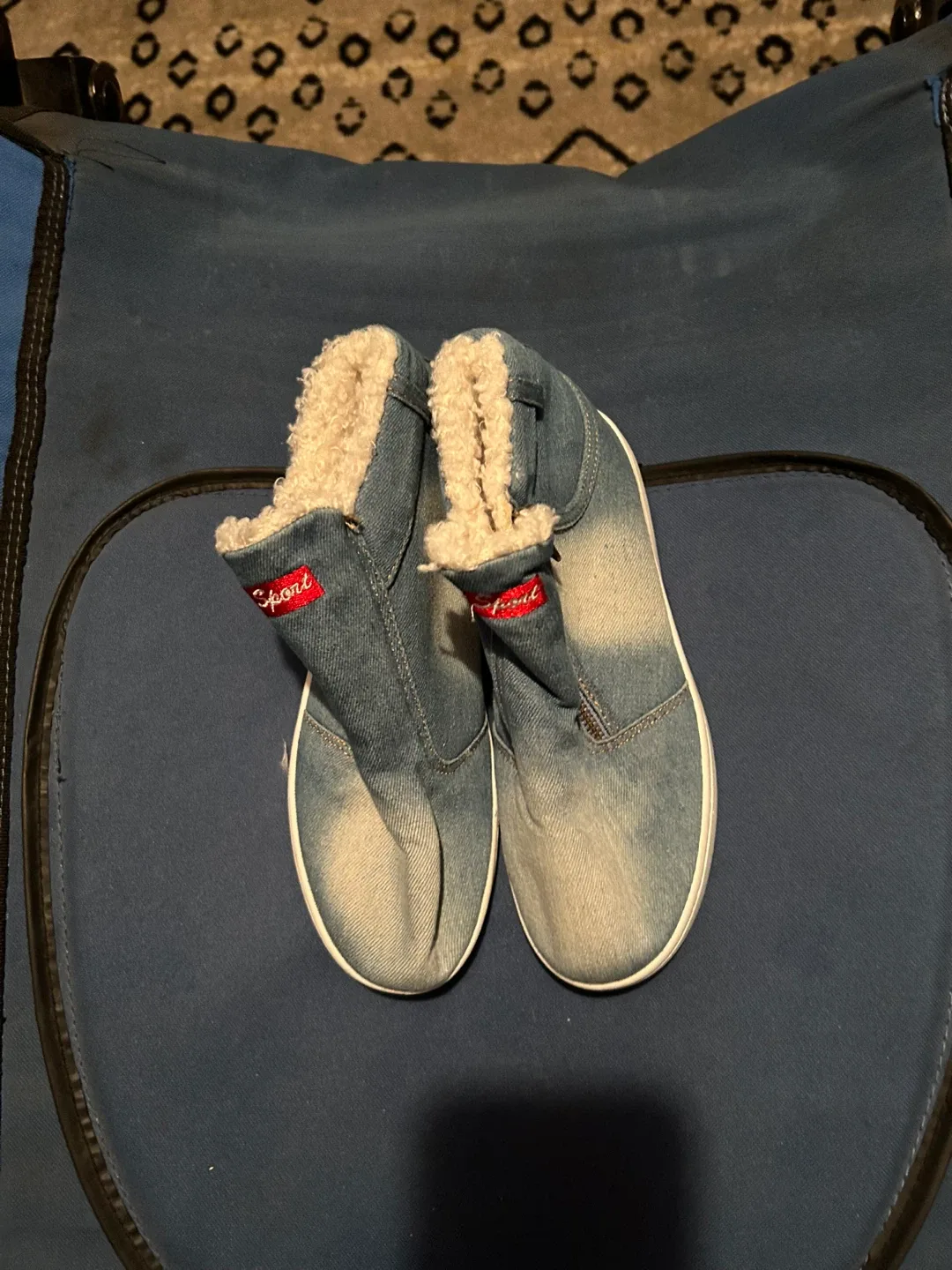 Denim Wedge Sneakers, Size 8 image indicator(4)