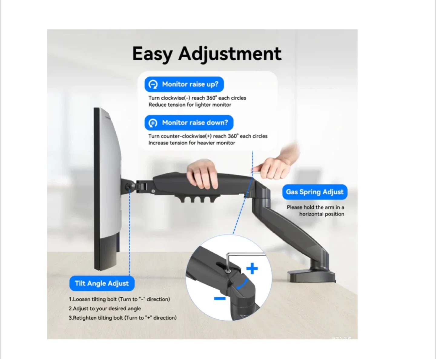 Black - Single Monitor Arm -3 available. image indicator(6)