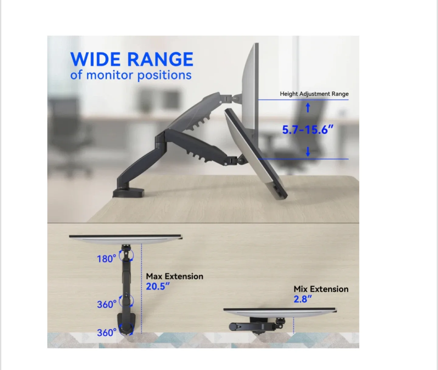 Black - Single Monitor Arm -3 available. image indicator(4)