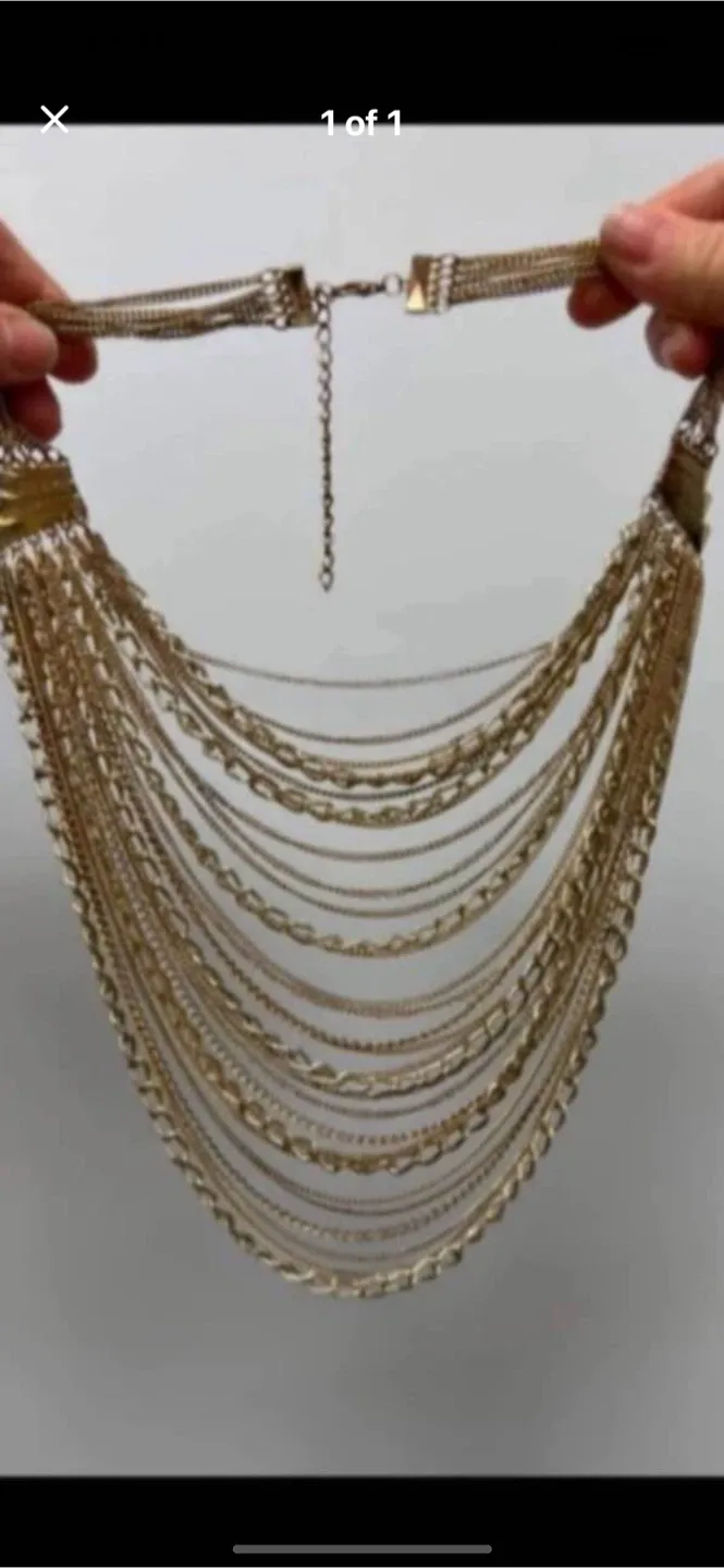 Gold Layered Chain Necklace costume