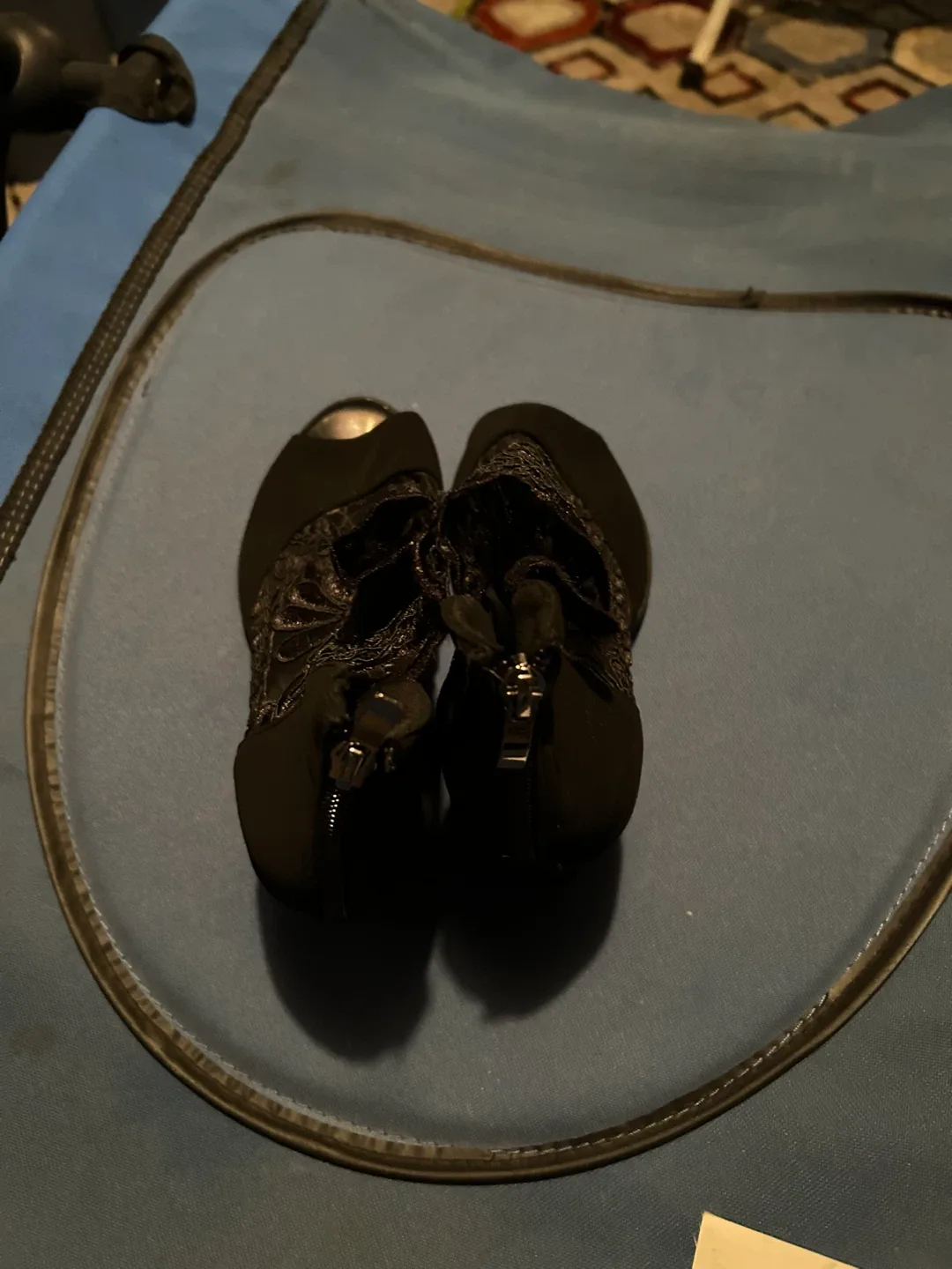 Black Heels with Floral Detail image indicator(4)