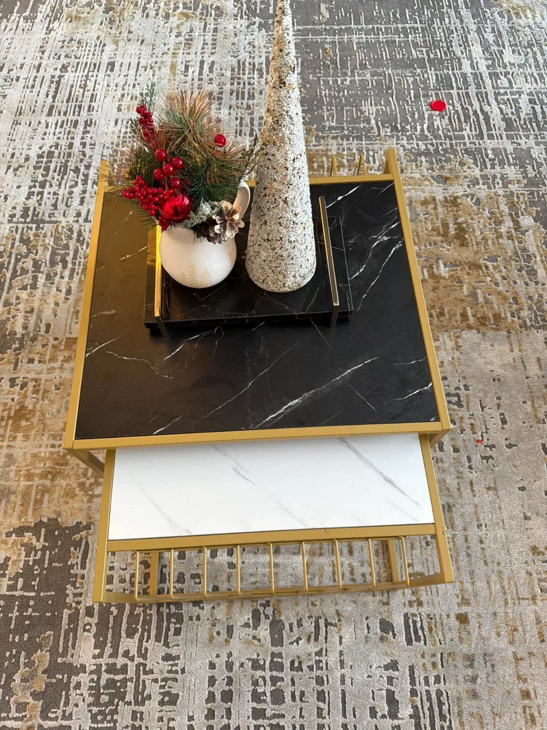 Gold Nesting Coffee Tables - Marble Look