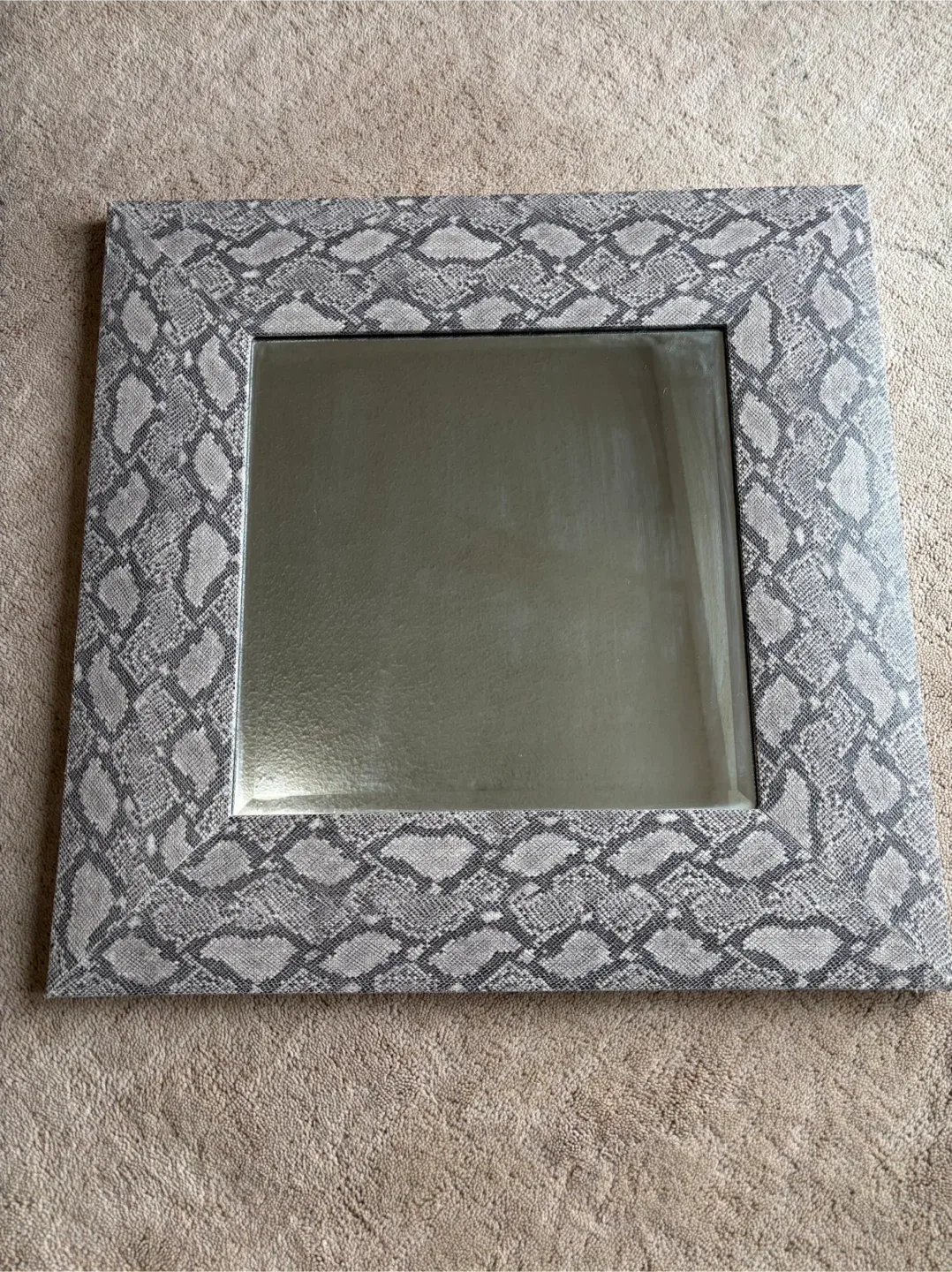 Mirror 33 x 33 inch- heavy wood frame with snakeskin texture