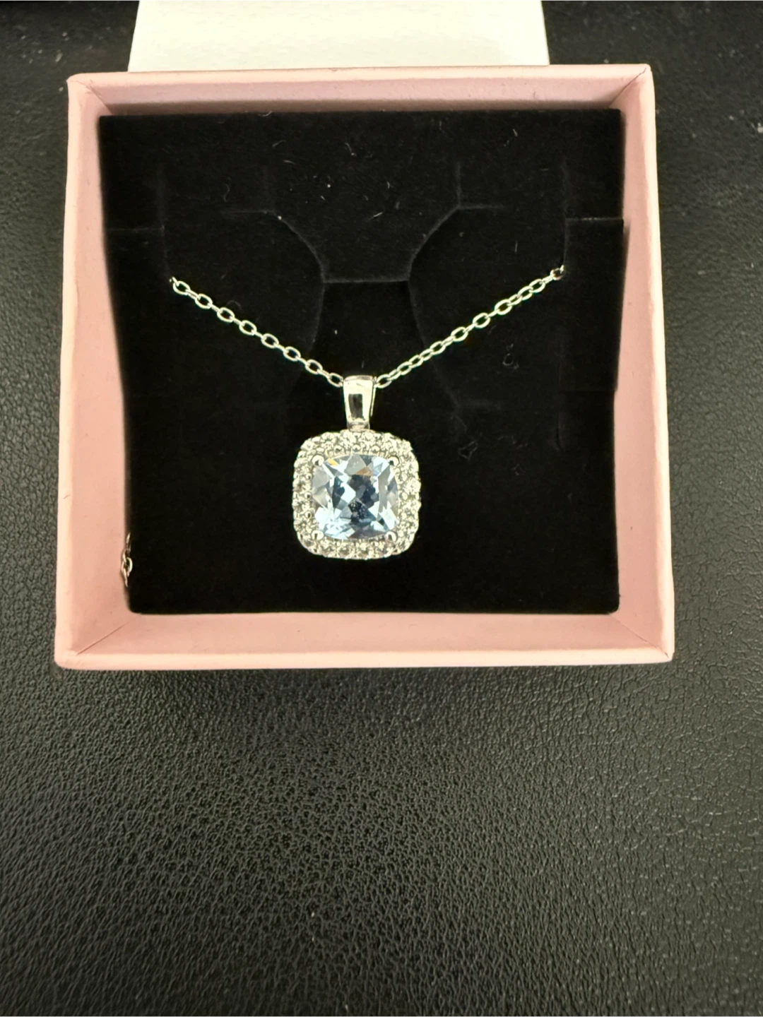 Silver Necklace with Light Blue Stone