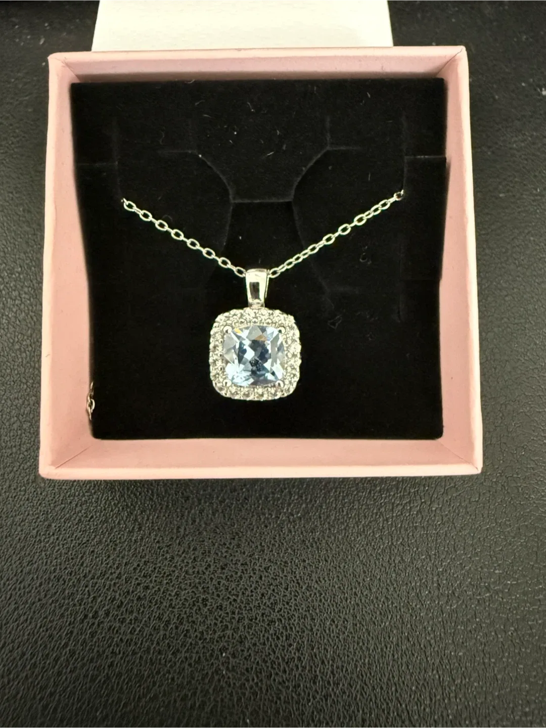 Silver Necklace with Light Blue Stone