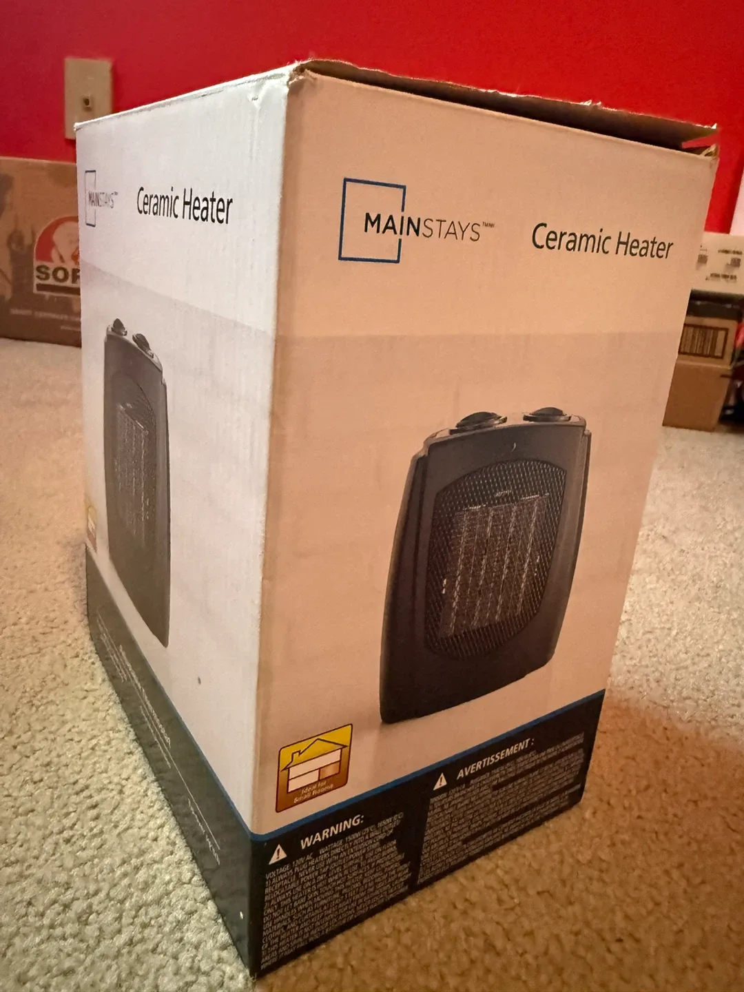 Mainstays Ceramic Heater w/ Adjustable Thermostat image indicator(3)