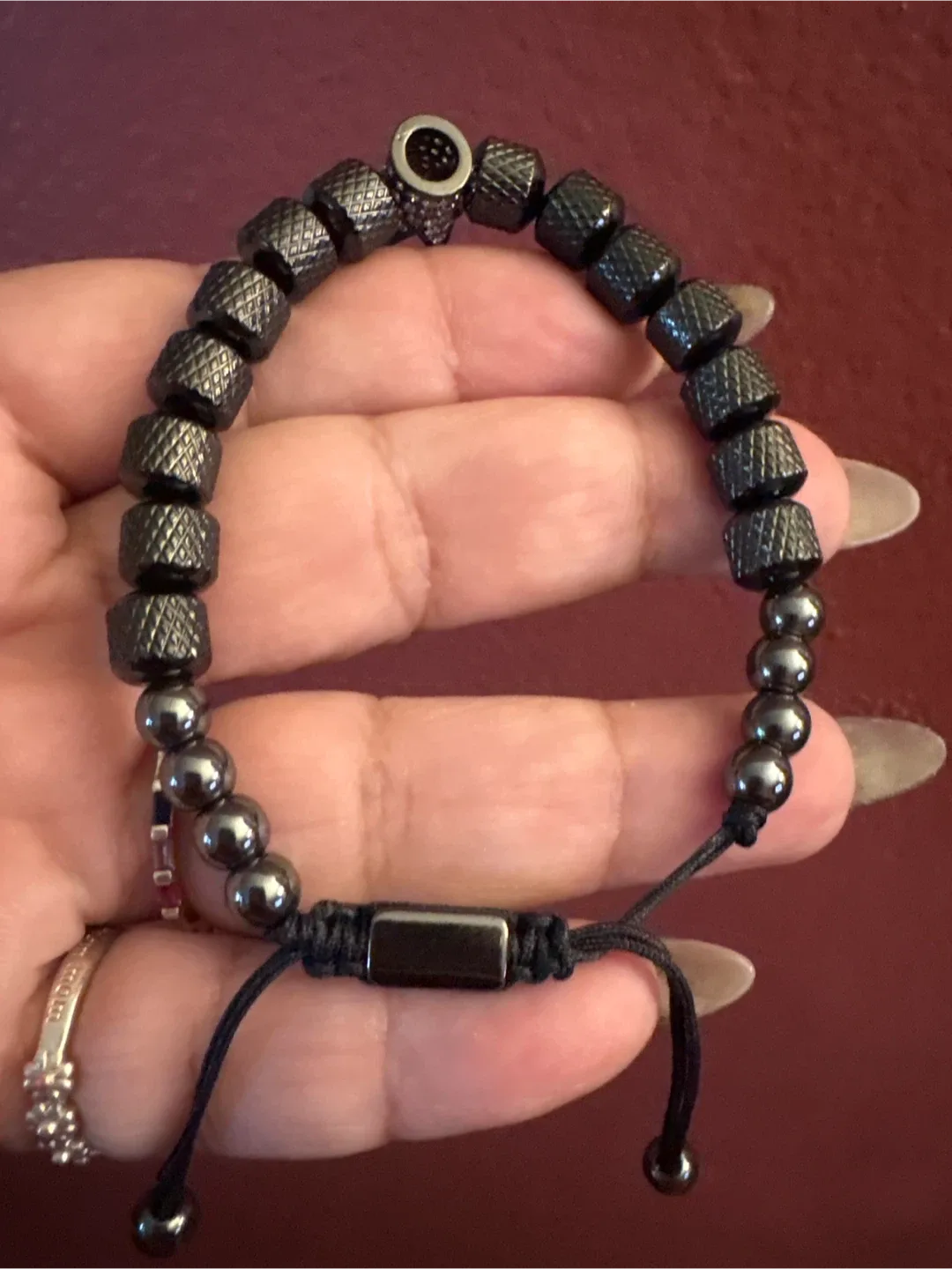 #Cleanout Men's Black Titanium steel Beaded CZ Crown Bracelet image indicator(3)