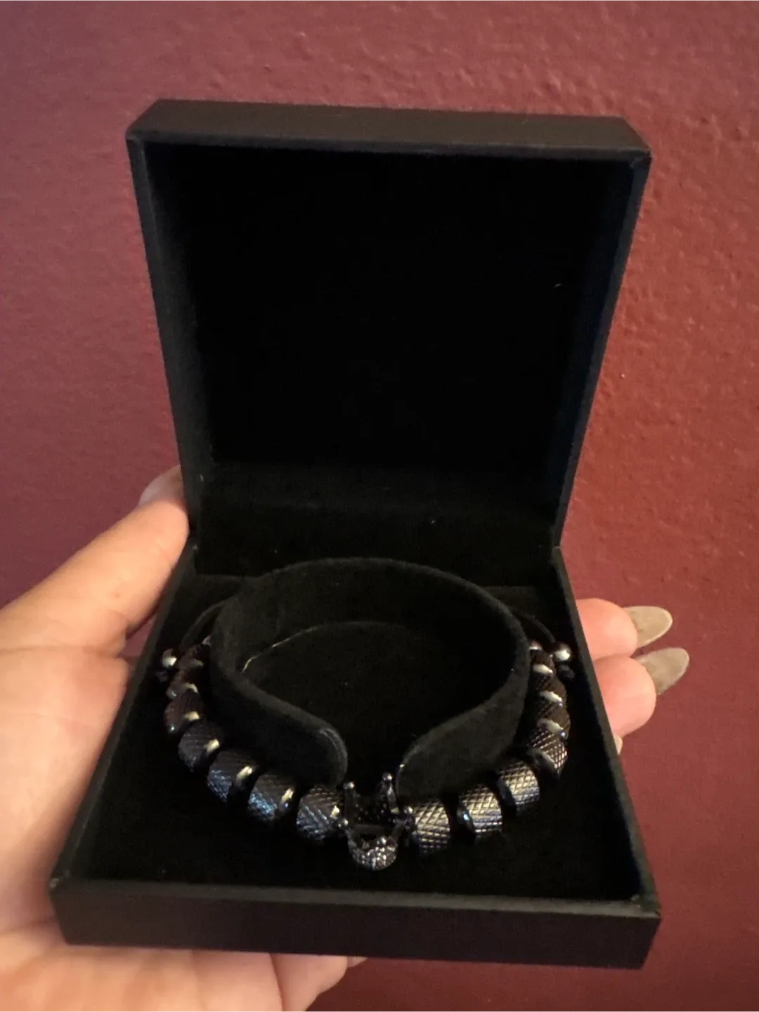 # Cleanout Men's Black Titanium steel Beaded CZ Crown Bracelet