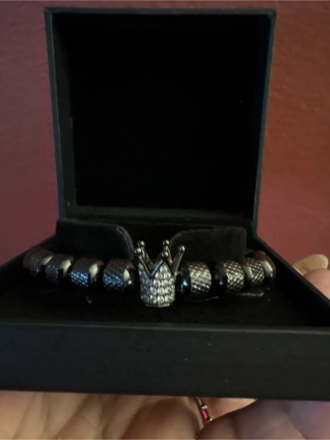 #Cleanout Men's Black Titanium steel Beaded CZ Crown Bracelet image indicator(2)