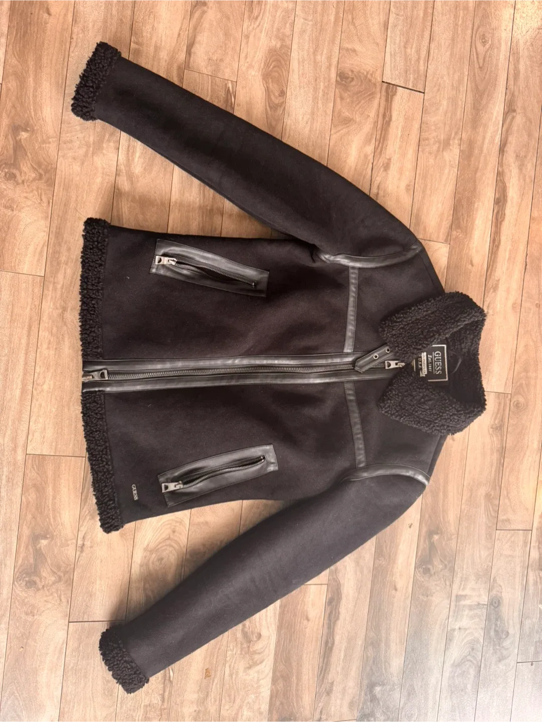 Guess Black Faux Shearling Jacket