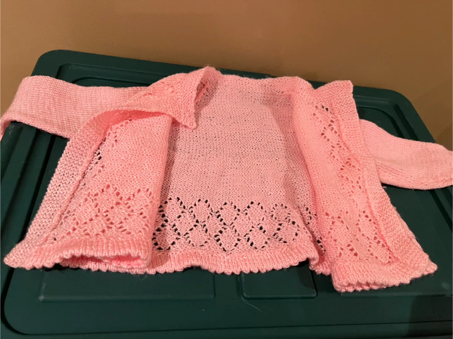 Hand-Knitted Pink Baby Cardigan