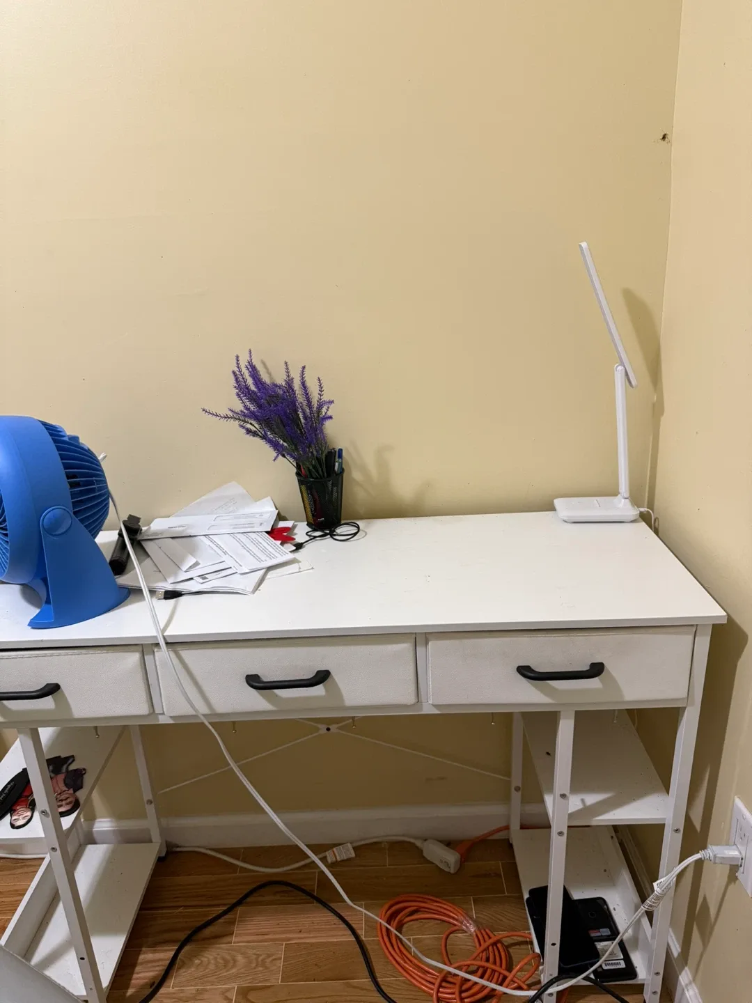 White Desk with Drawers