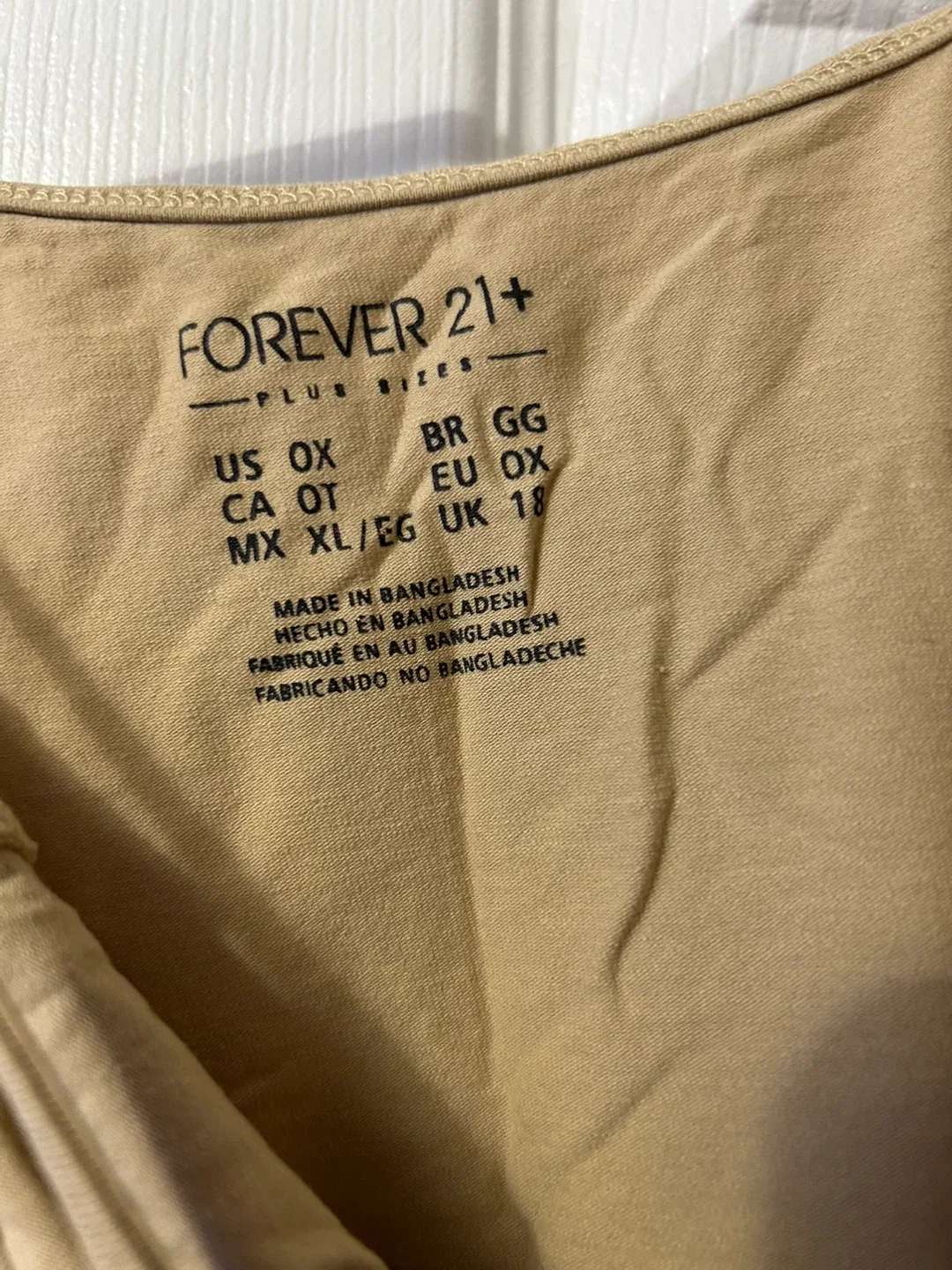 Forever 21+ Beige Tank Top - Size OX