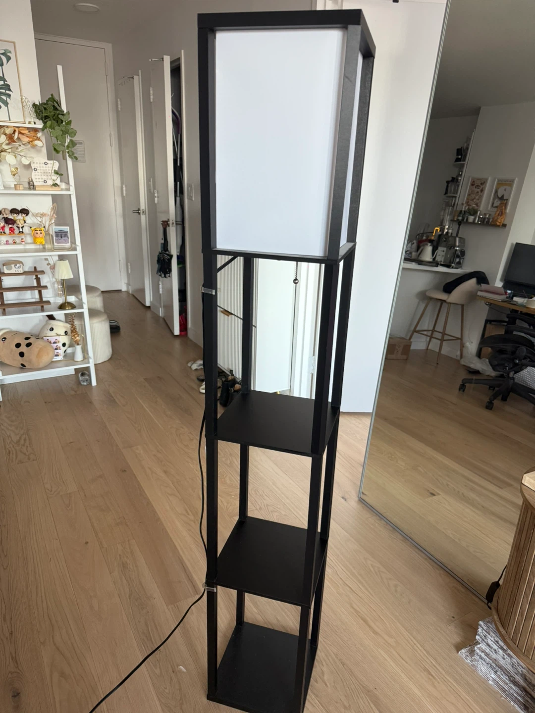 Black Floor Lamp with Shelves