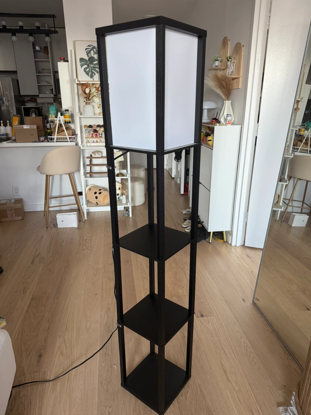 Black Floor Lamp with Shelves - photo 2