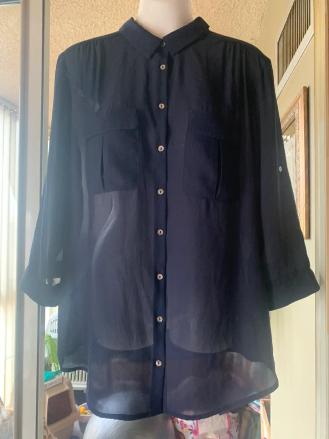 H&M Navy Blouse #CLEANOUT image indicator(3)