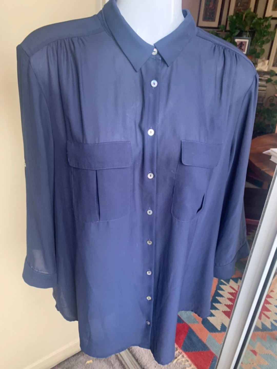 H&M Navy Blouse #CLEANOUT