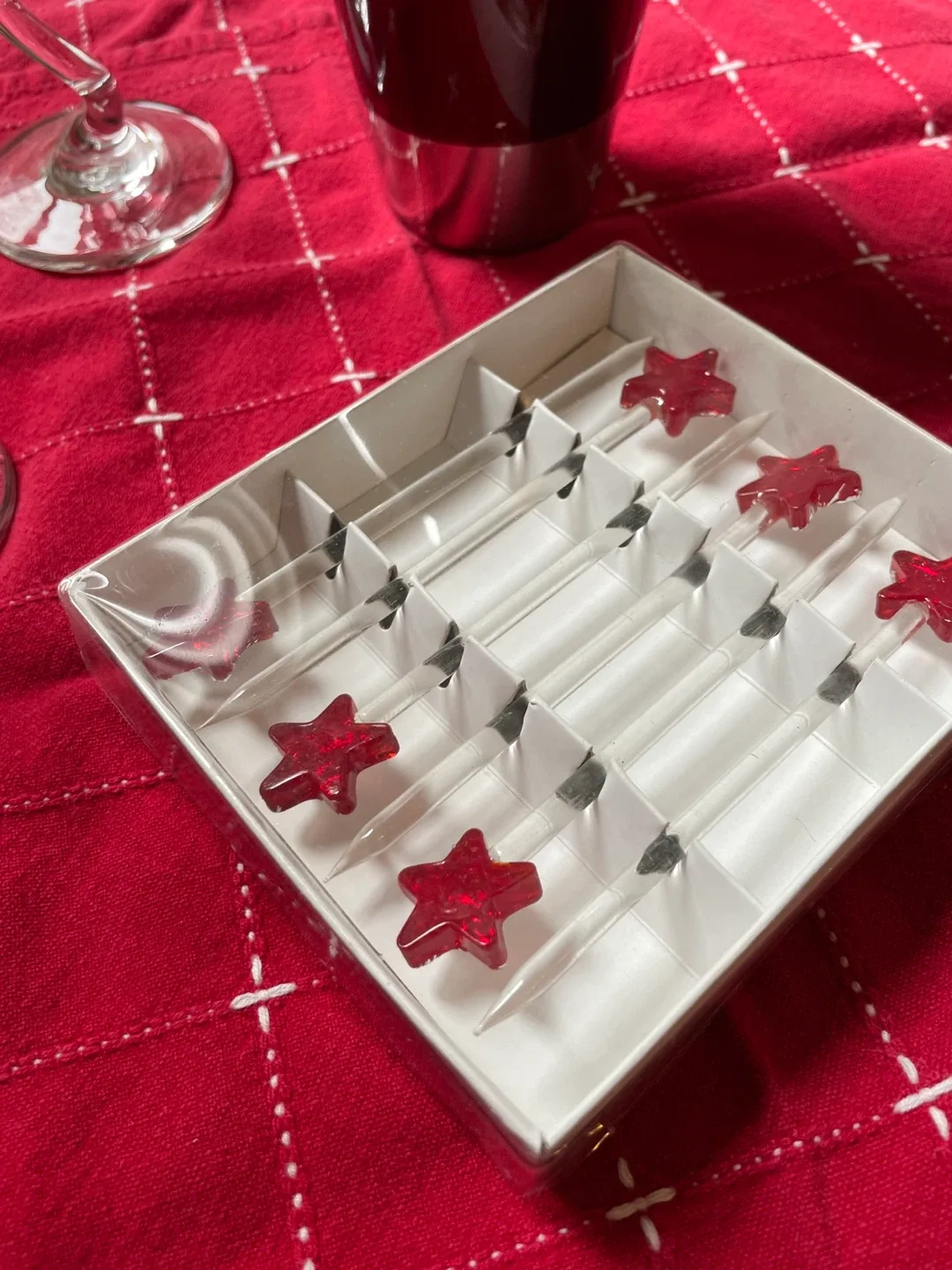 Cocktail Shaker Set with 2 Martini Glasses & New Picks #Cleanout image indicator(2)