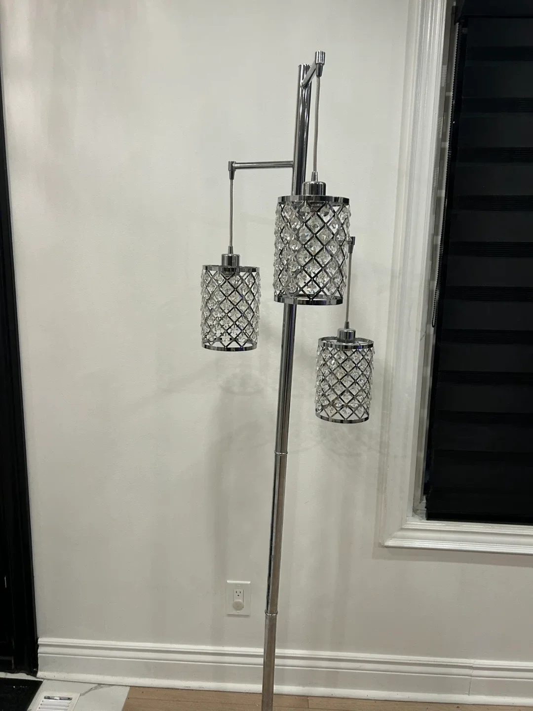 Chrome Floor Lamp with Crystal Shades