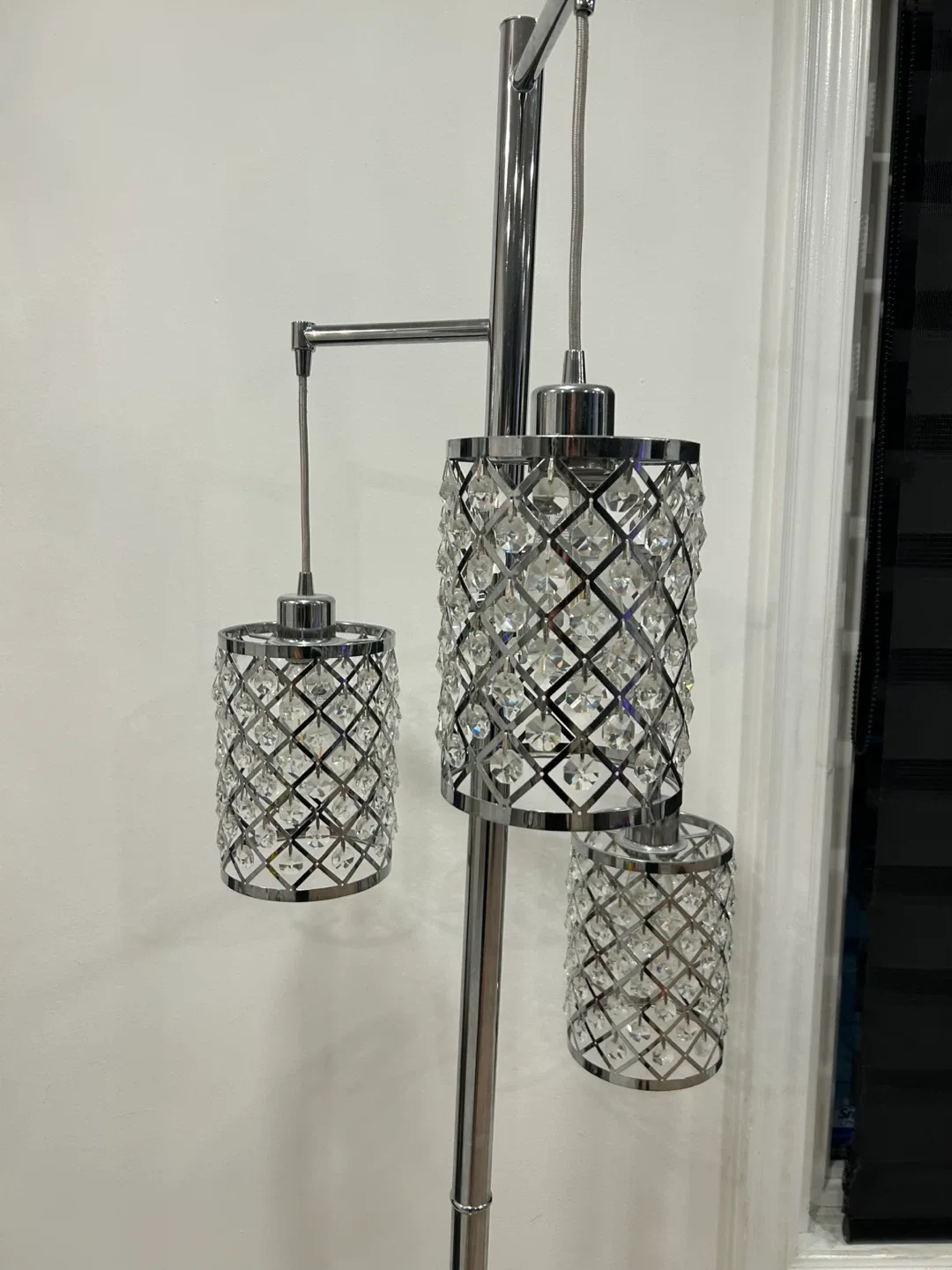 Chrome Floor Lamp with Crystal Shades image indicator(2)