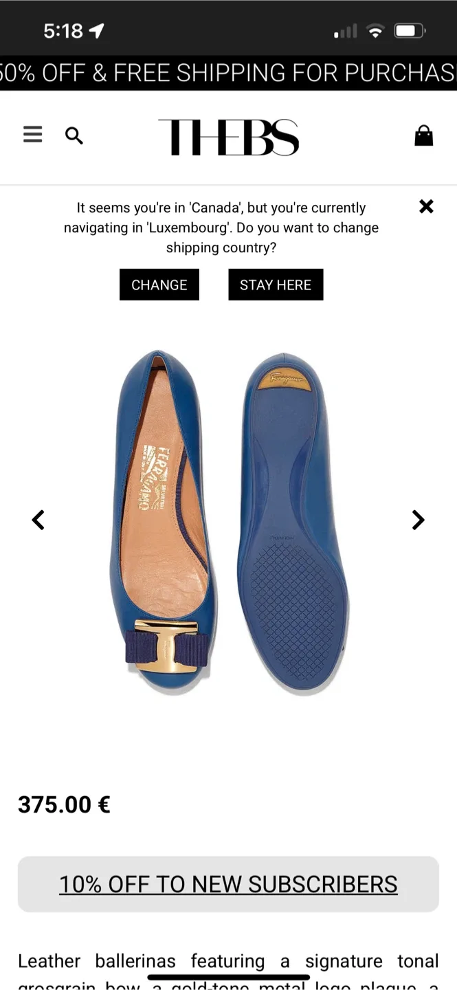 Salvatore Ferragamo Leather Ballerinas - Blue image indicator(2)
