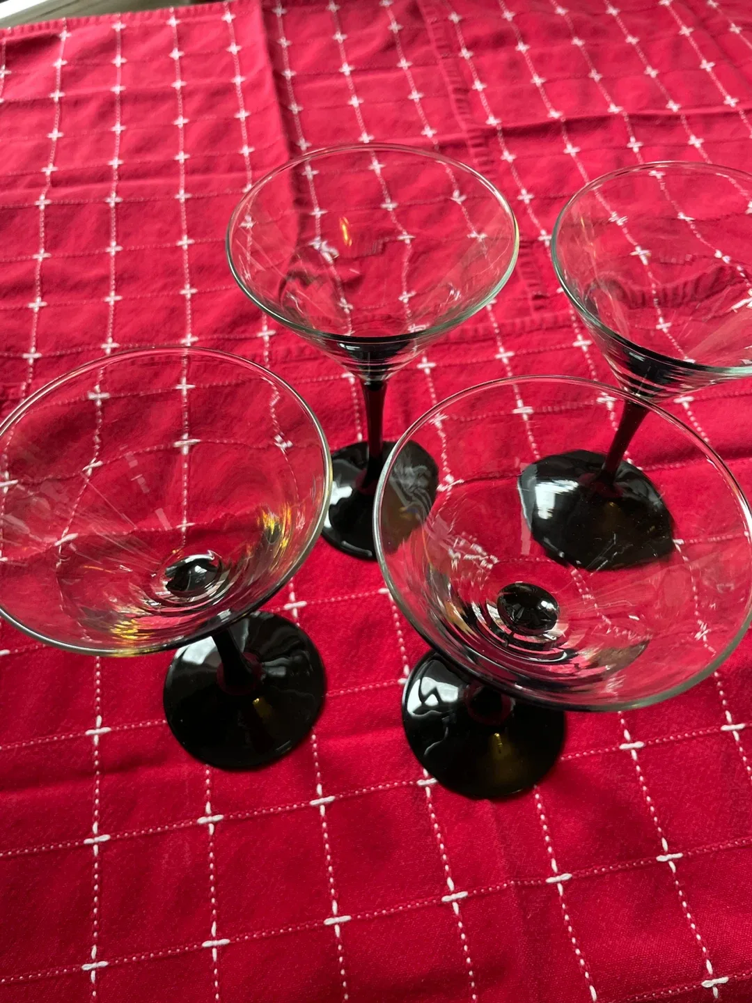 Funky Set of 4 Black Stemmed Martini Glasses #Cleanout image indicator(2)