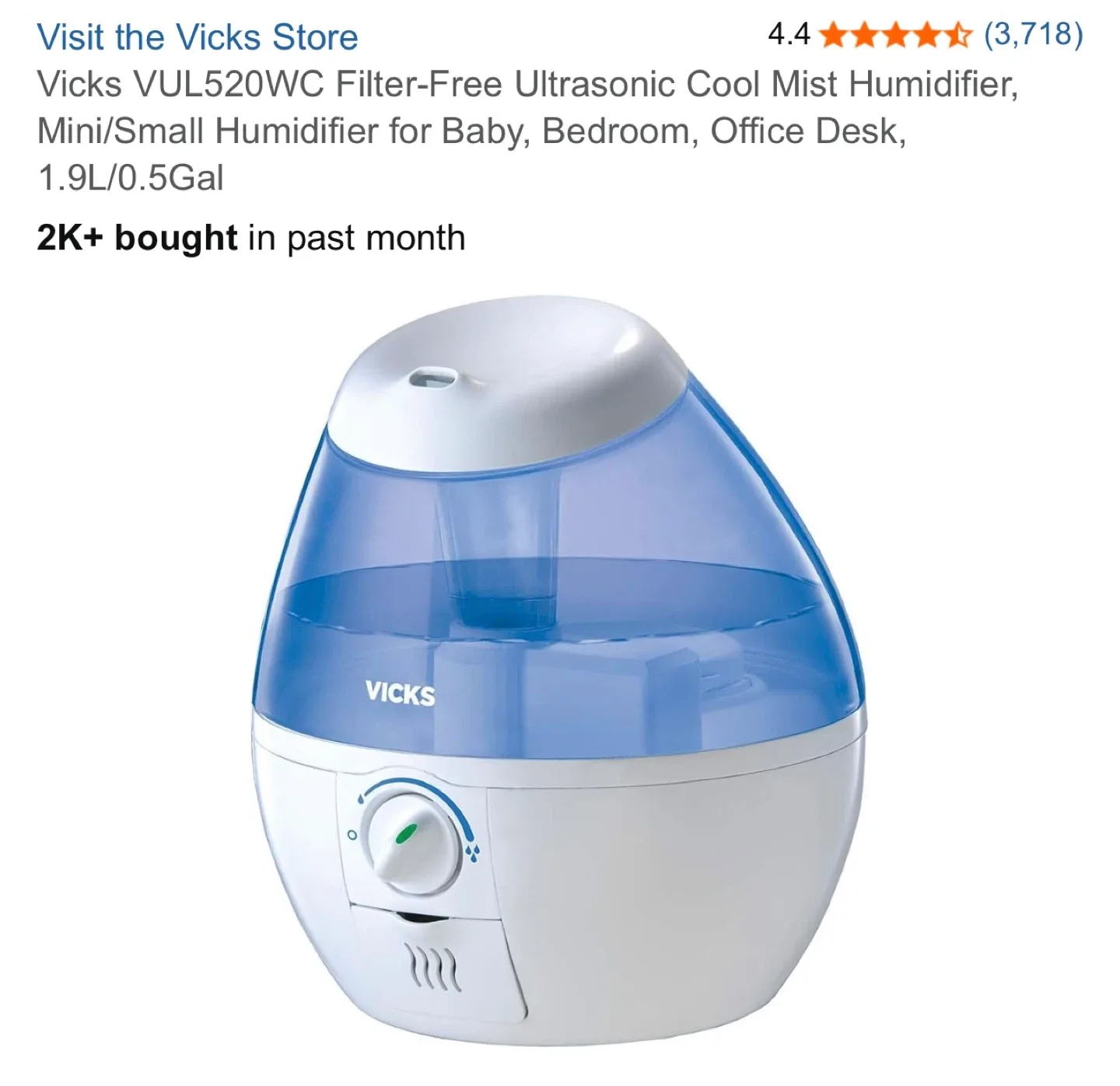 Vicks Mini Filter Free Cool Mist Humidifier image indicator(3)