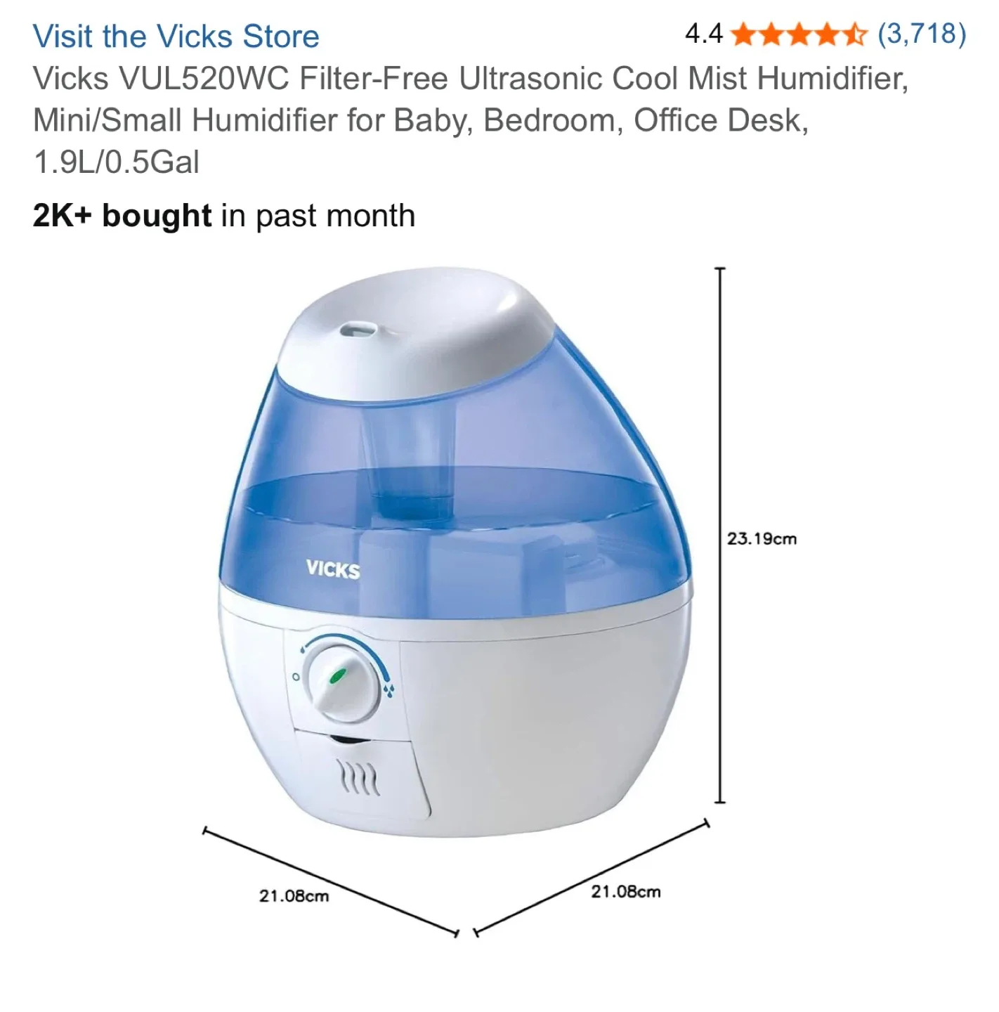 Vicks Mini Filter Free Cool Mist Humidifier image indicator(4)