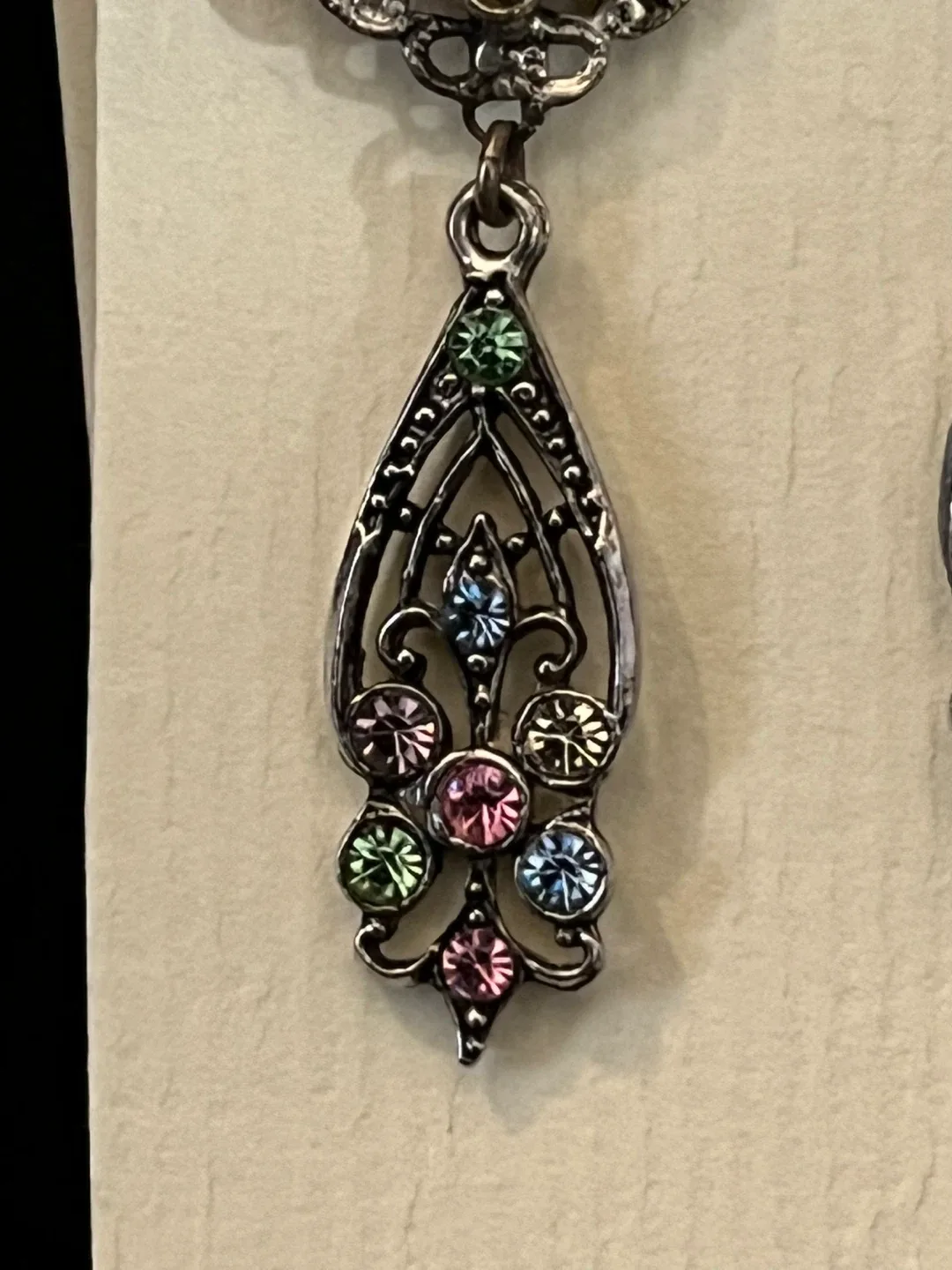 Vintage Silver Tone Dangle Earrings image indicator(3)