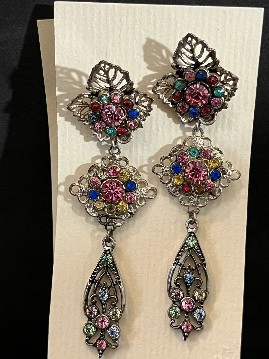 Vintage Silver Tone Dangle Earrings