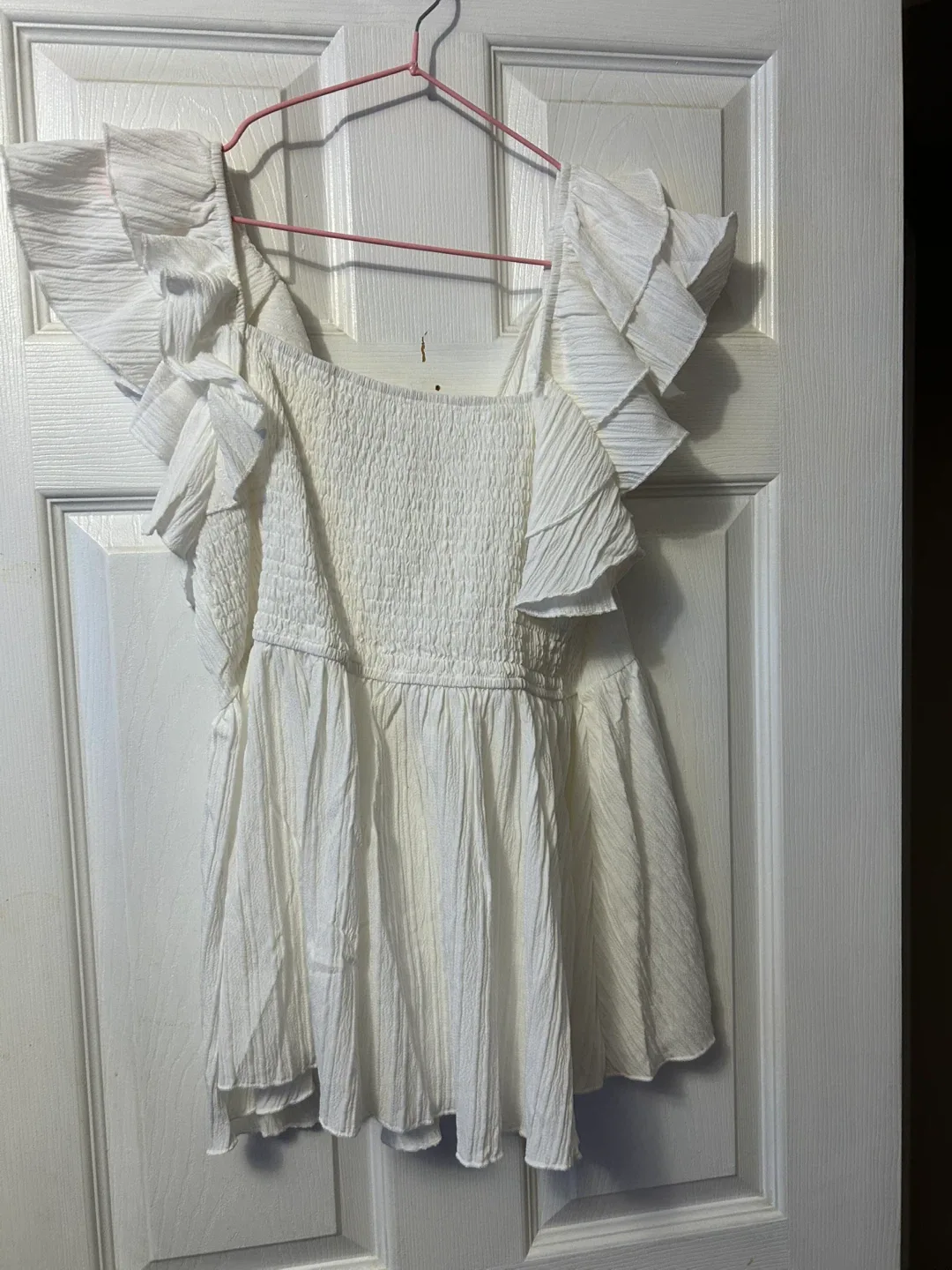 White Ruffle Sleeve Top