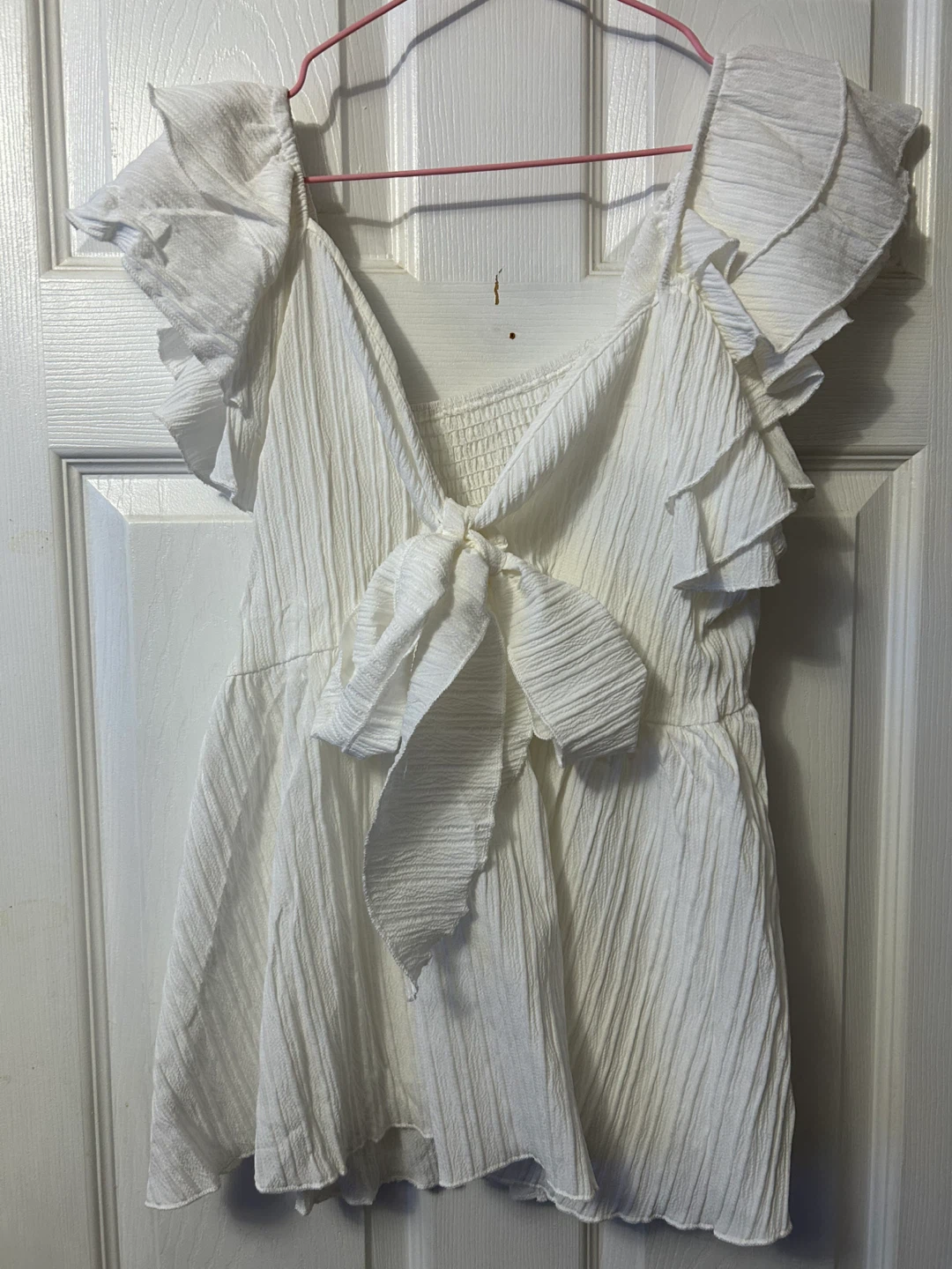 White Ruffle Sleeve Top - photo 2