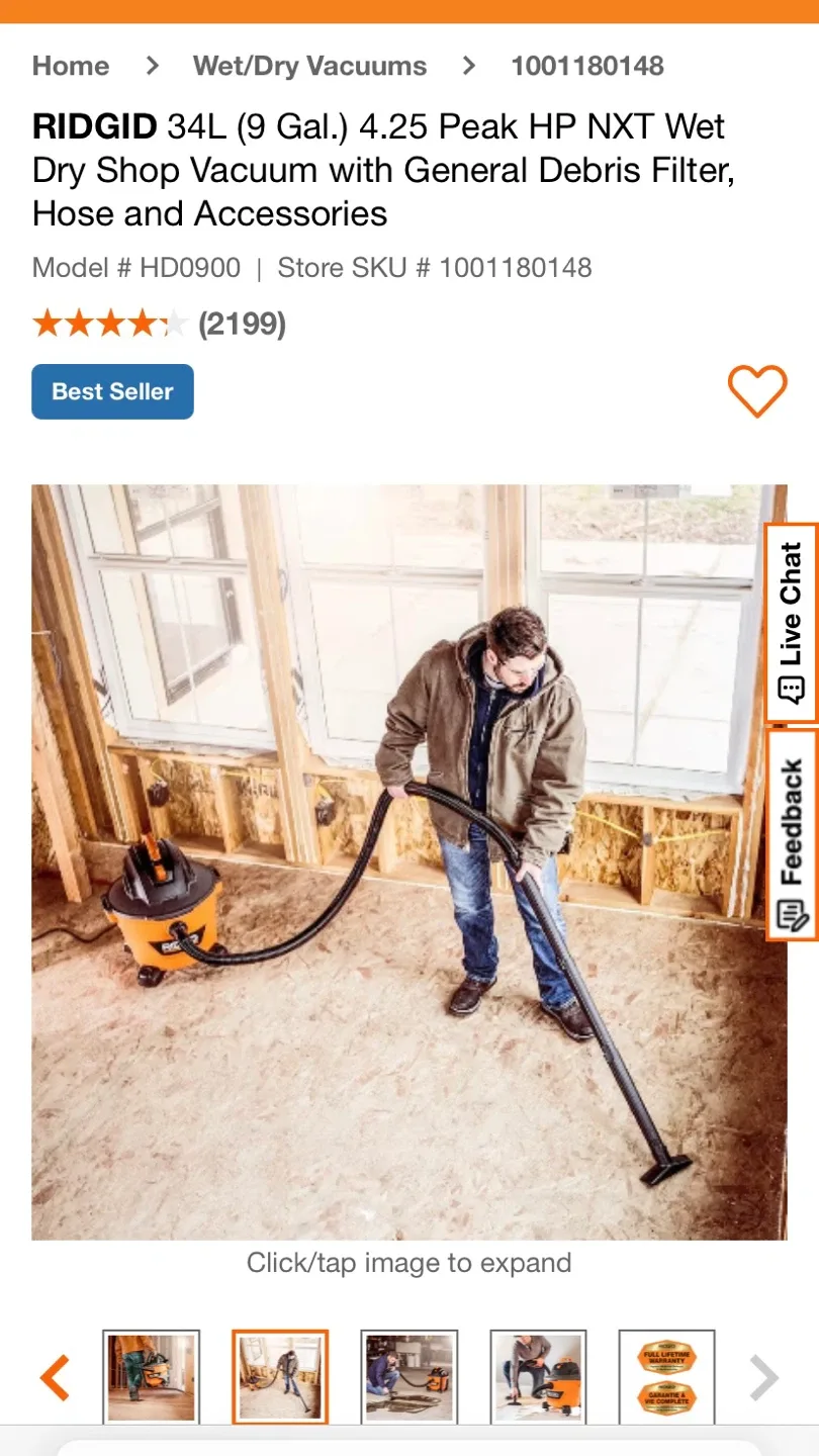 Ridgid 34L (9 Gal.) Wet Dry Shop Vacuum image indicator(4)