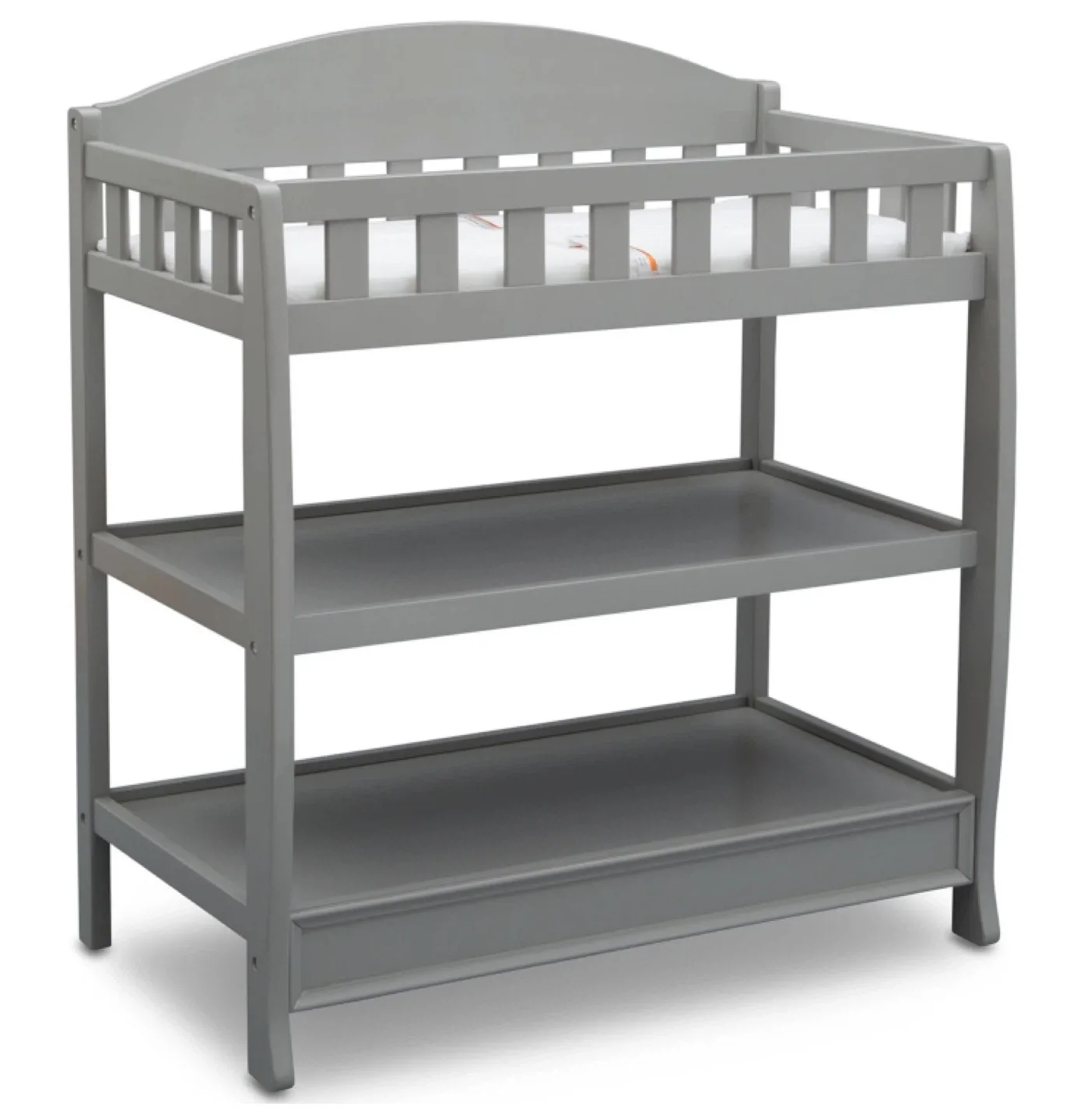 Gray Baby Changing Table with Shelves