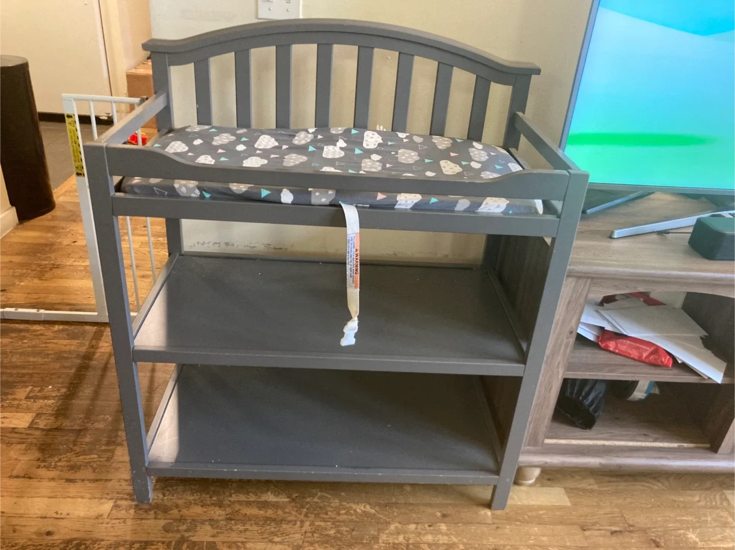 Gray Baby Changing Table with Shelves image indicator(2)