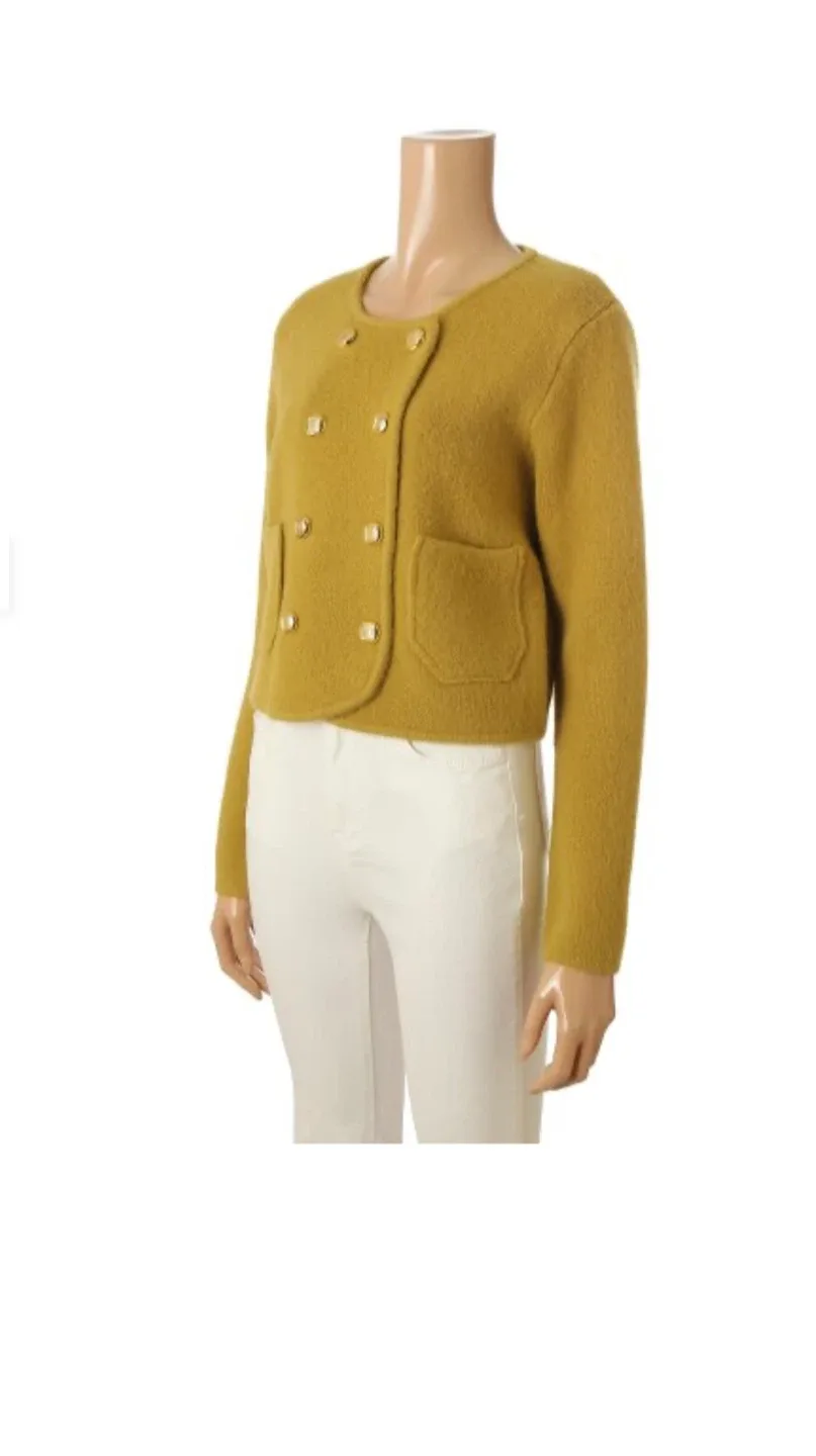 New FOCUS Olive Green Cropped cardigan image indicator(2)
