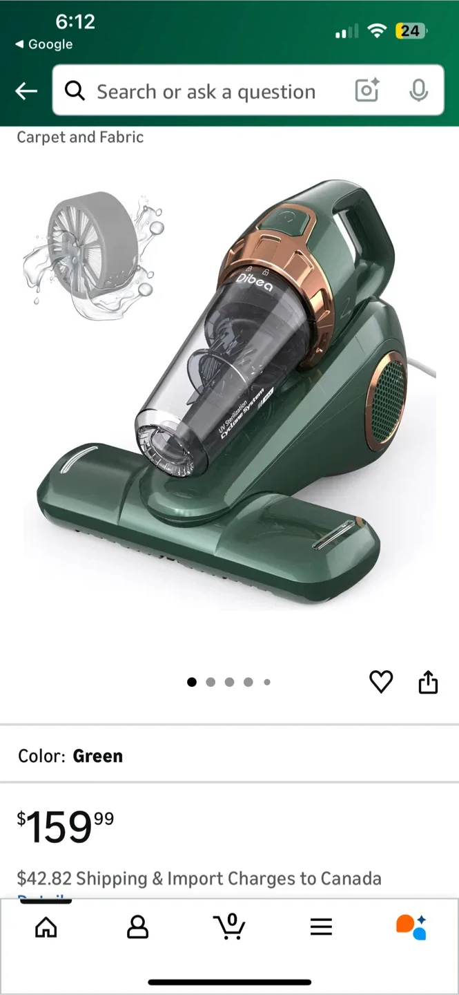 Dibea Green Handheld Vacuum