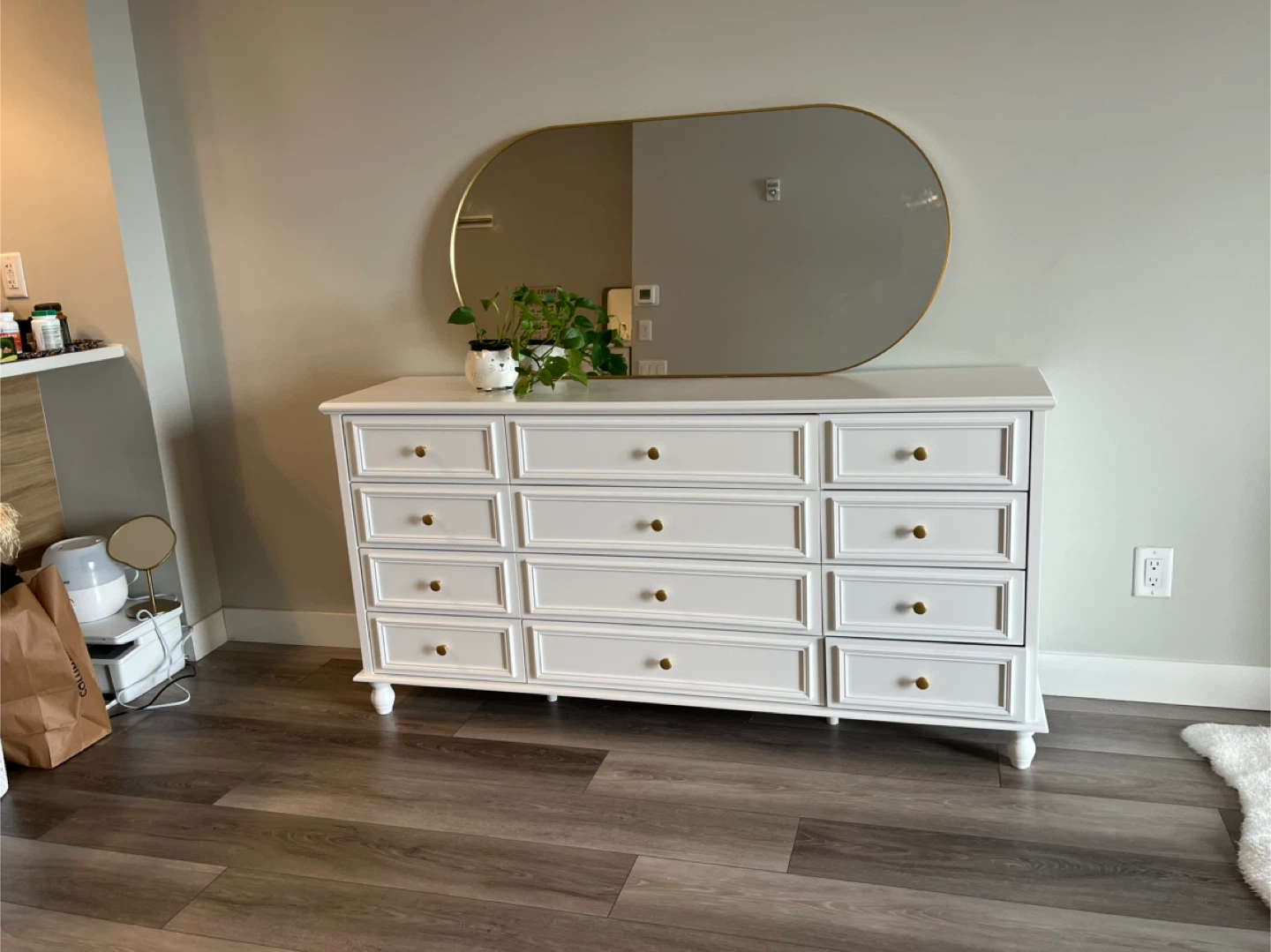White Dresser with Gold Hardware and mirror - photo 2