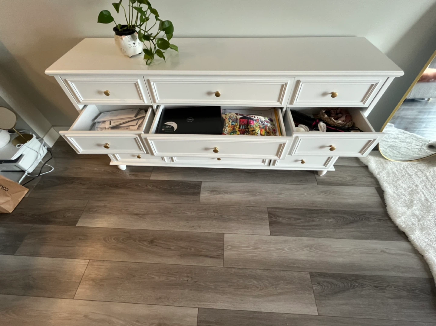 White Dresser with Gold Hardware and mirror - photo 4