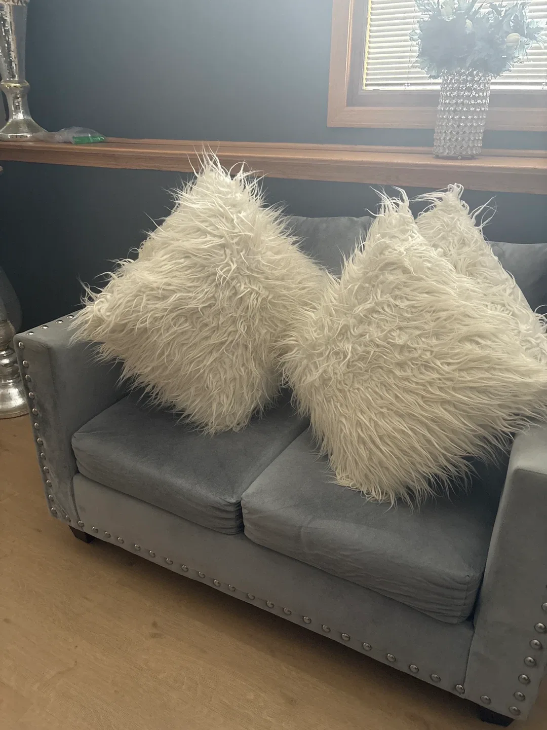 Living room set silver gray