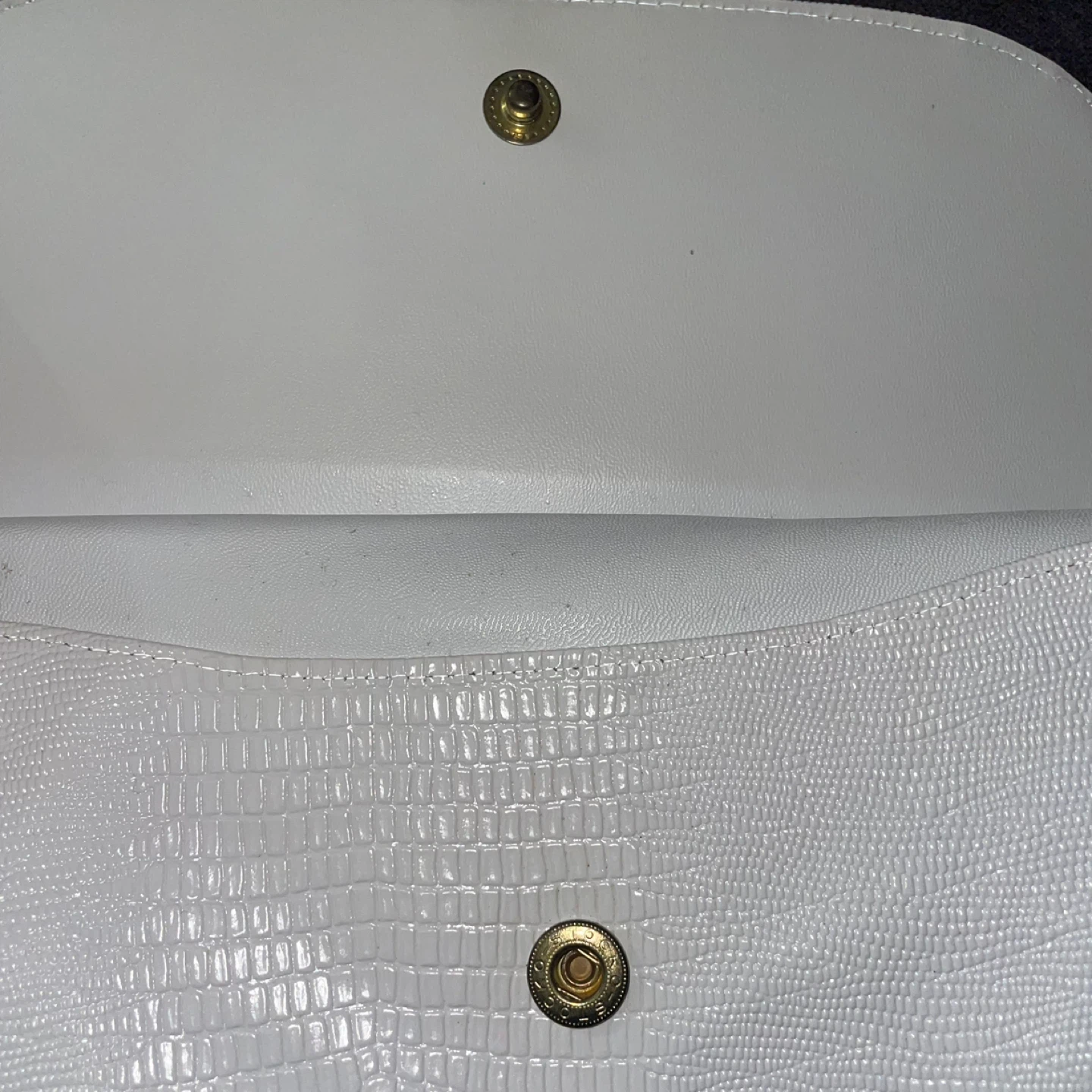 White Reptile Print Clutch Purse - photo 3