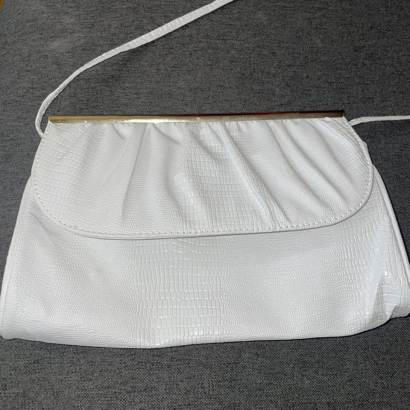 White Reptile Print Clutch Purse - photo 5