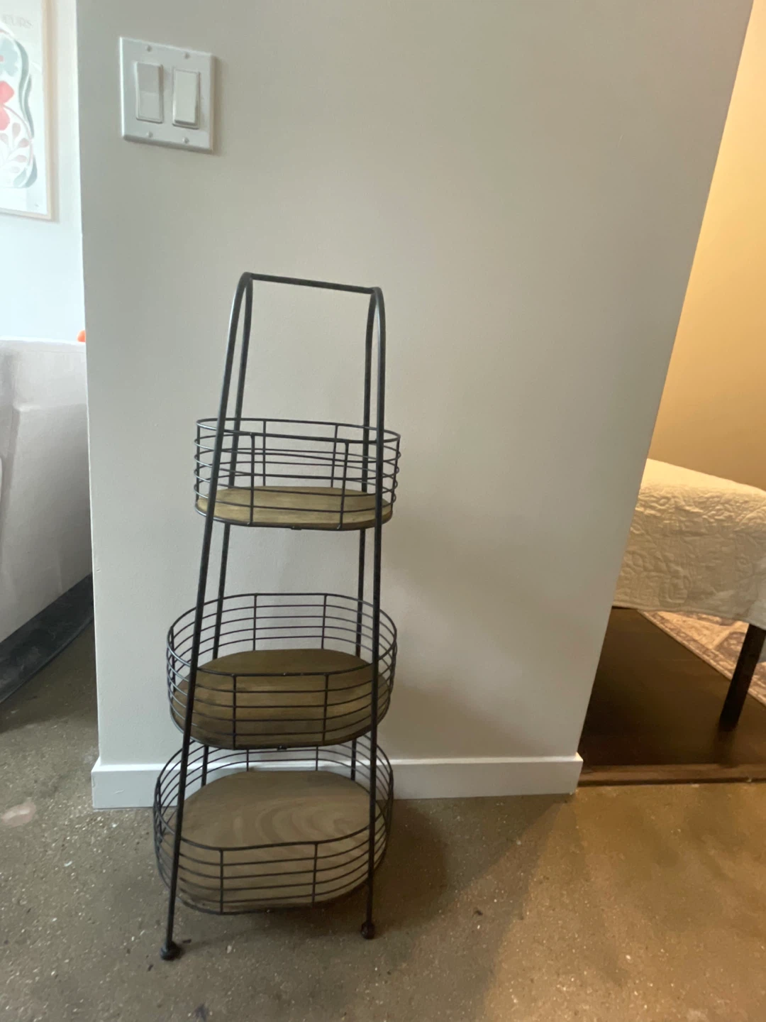 3-Tier Metal & Wood Basket Stand #cleanout - photo 4