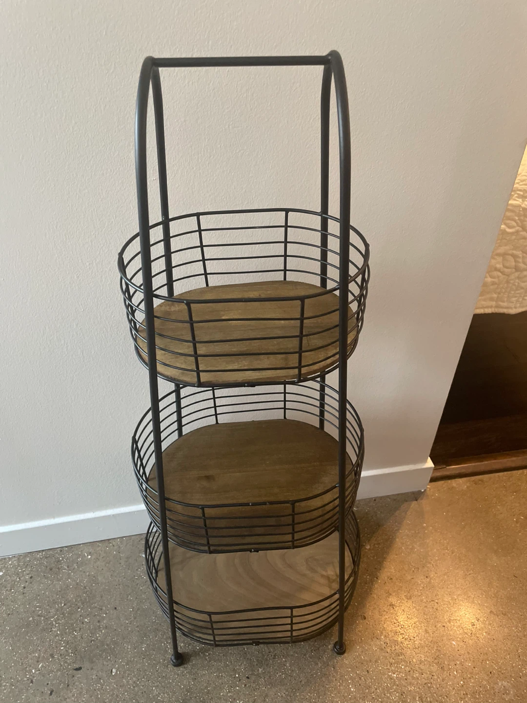 3-Tier Metal & Wood Basket Stand #cleanout - photo 3
