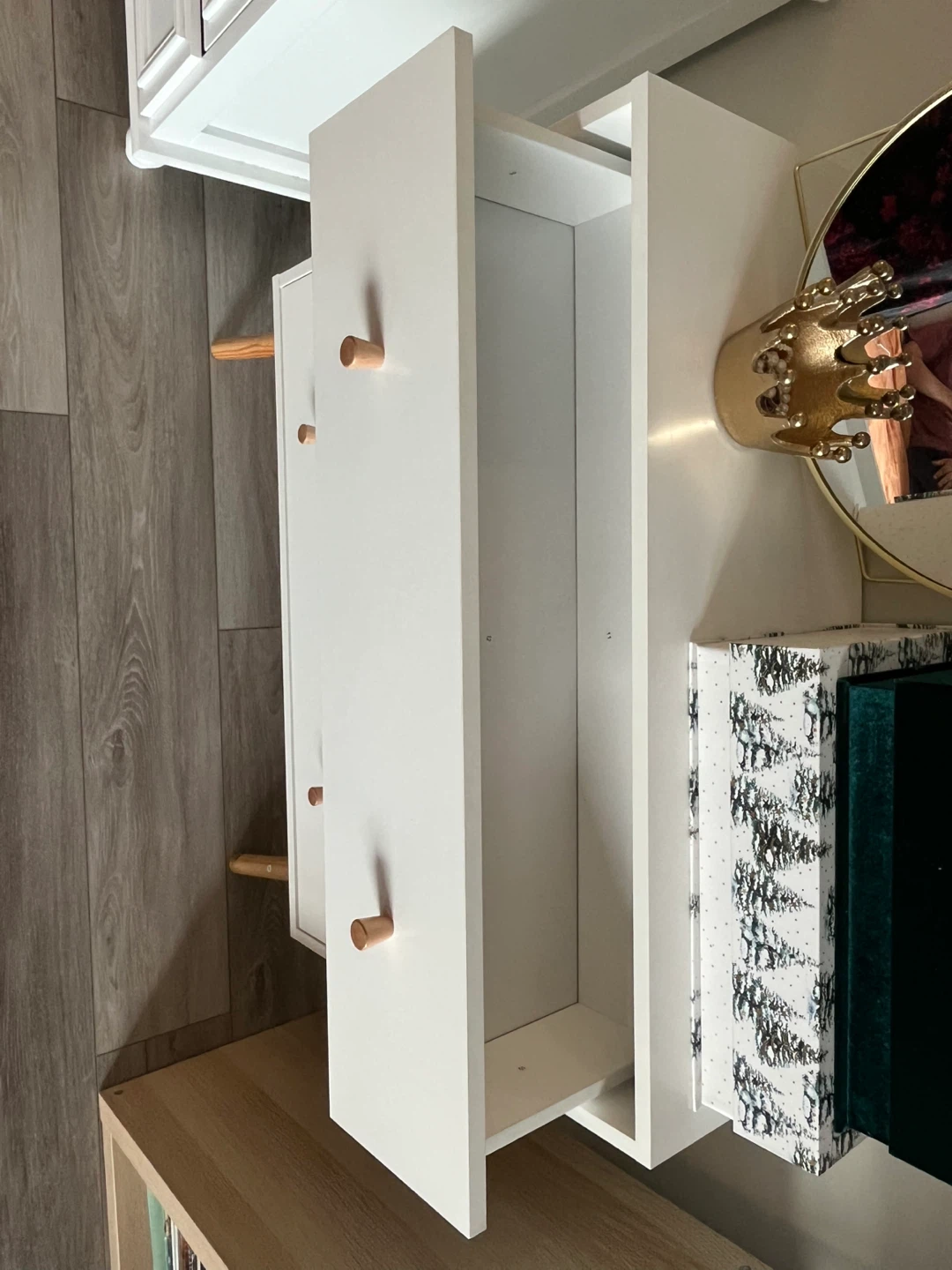 White 3-Drawer Dresser with mirror and boxes - photo 4