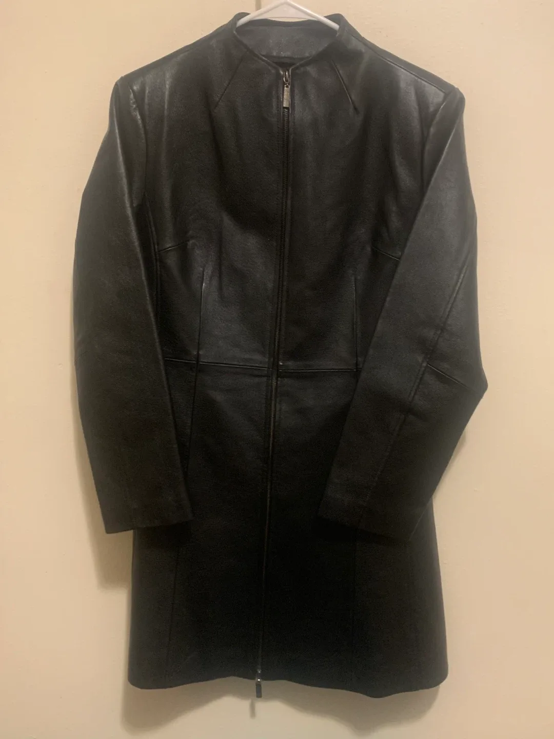 Black Genuine Leather Coat #Cleanout